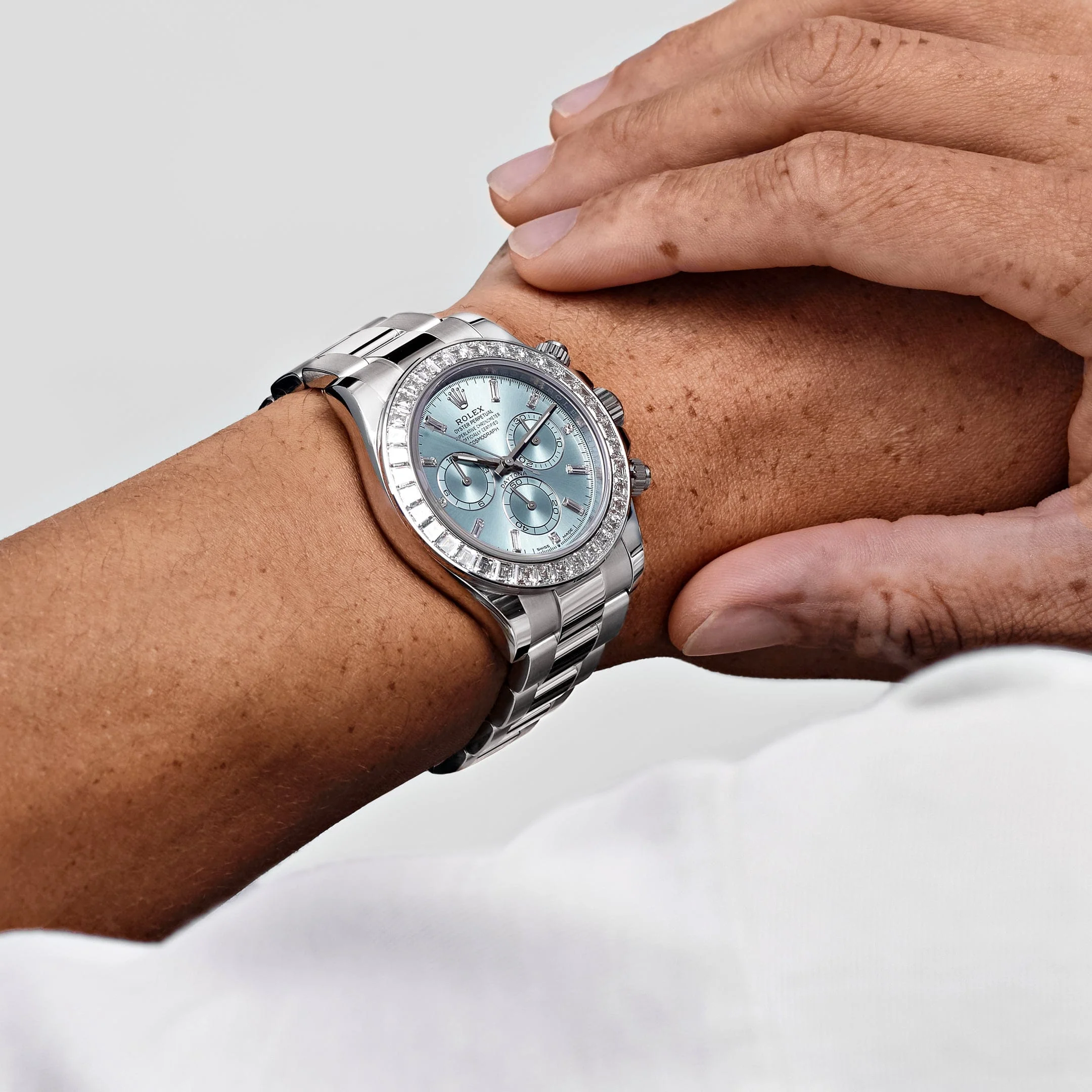 Rolex Daytona 126576TBR Platinum Ice Blue Diamond Dial Diamond Bezel