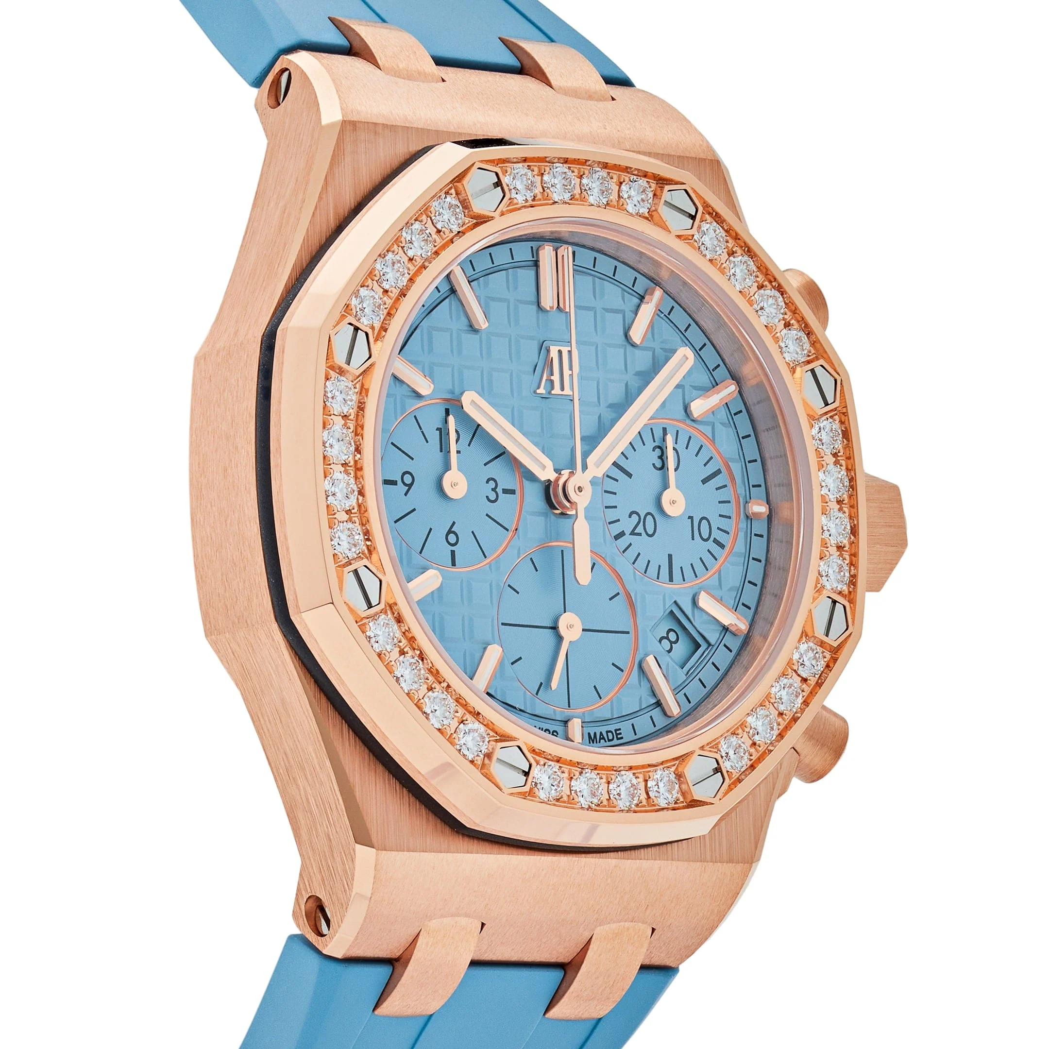 Audemars Piguet Royal Oak Offshore 26231OR.ZZ.A085CA.01 Chronograph Rose Gold Blue Dial Diamond Bezel (2023)