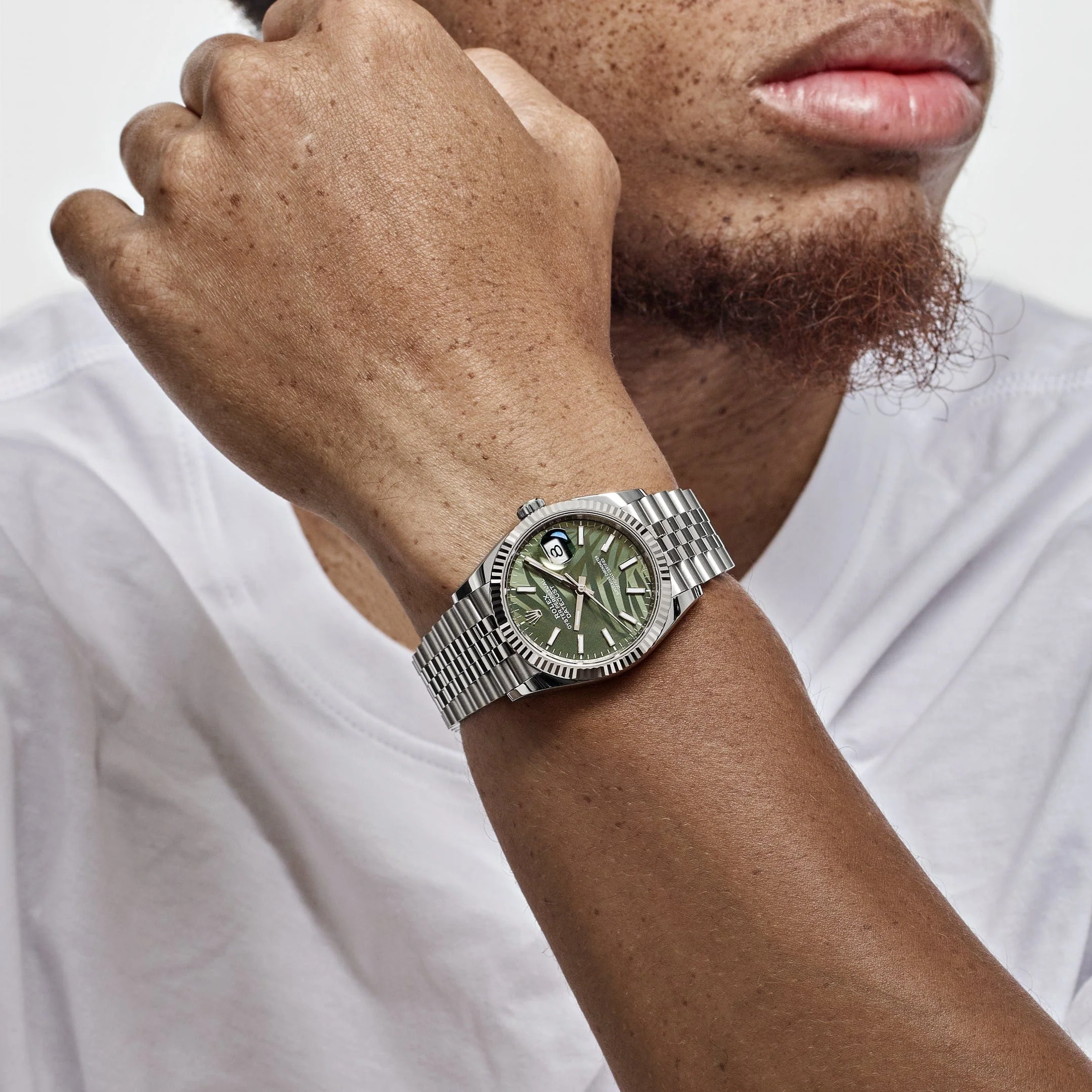 Rolex Datejust 36 126234 Stainless Steel Olive Green Palm Motif Dial