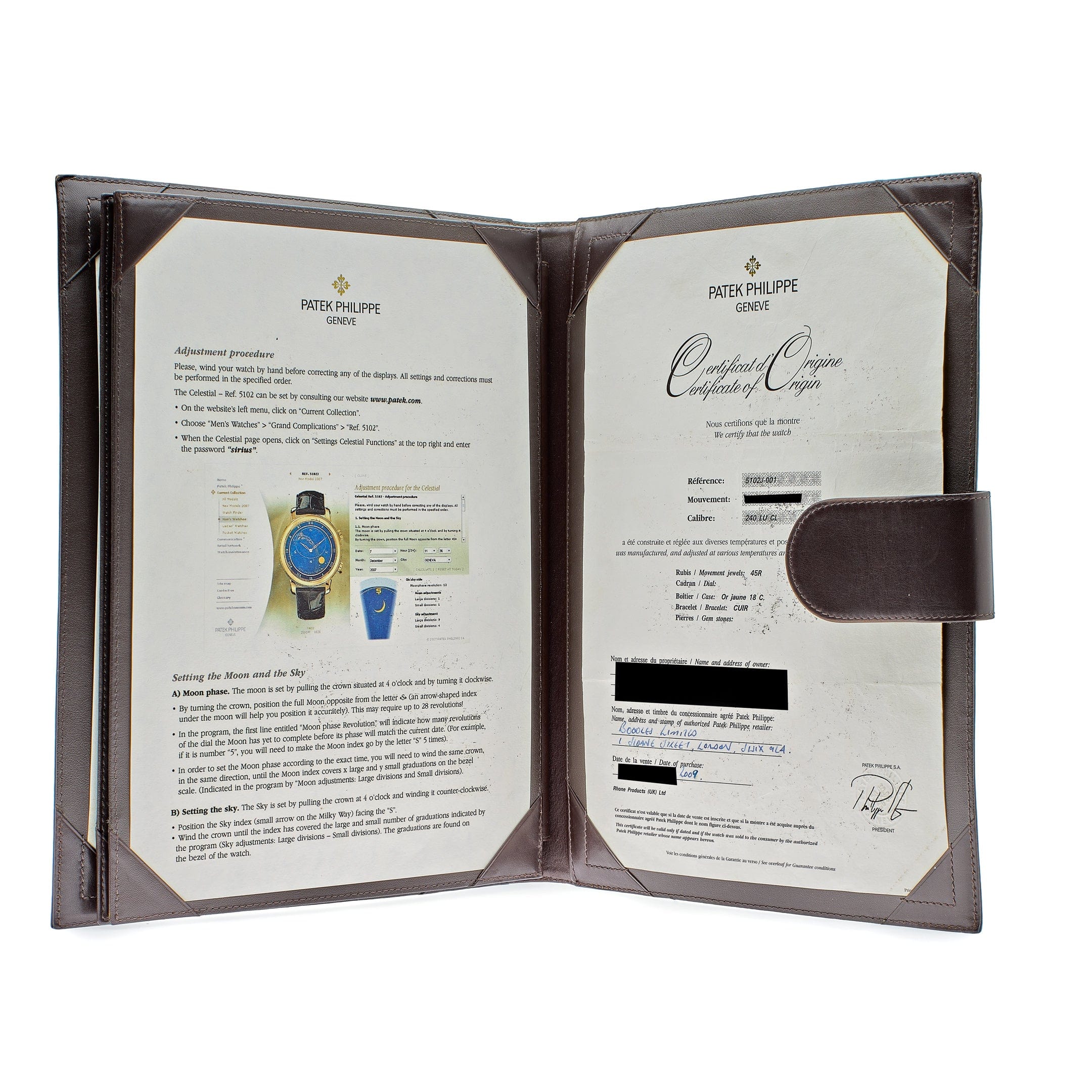 Patek Philippe Celestial Grand Complications 5102J-001 Sky Chart Yellow Gold Blue Dial