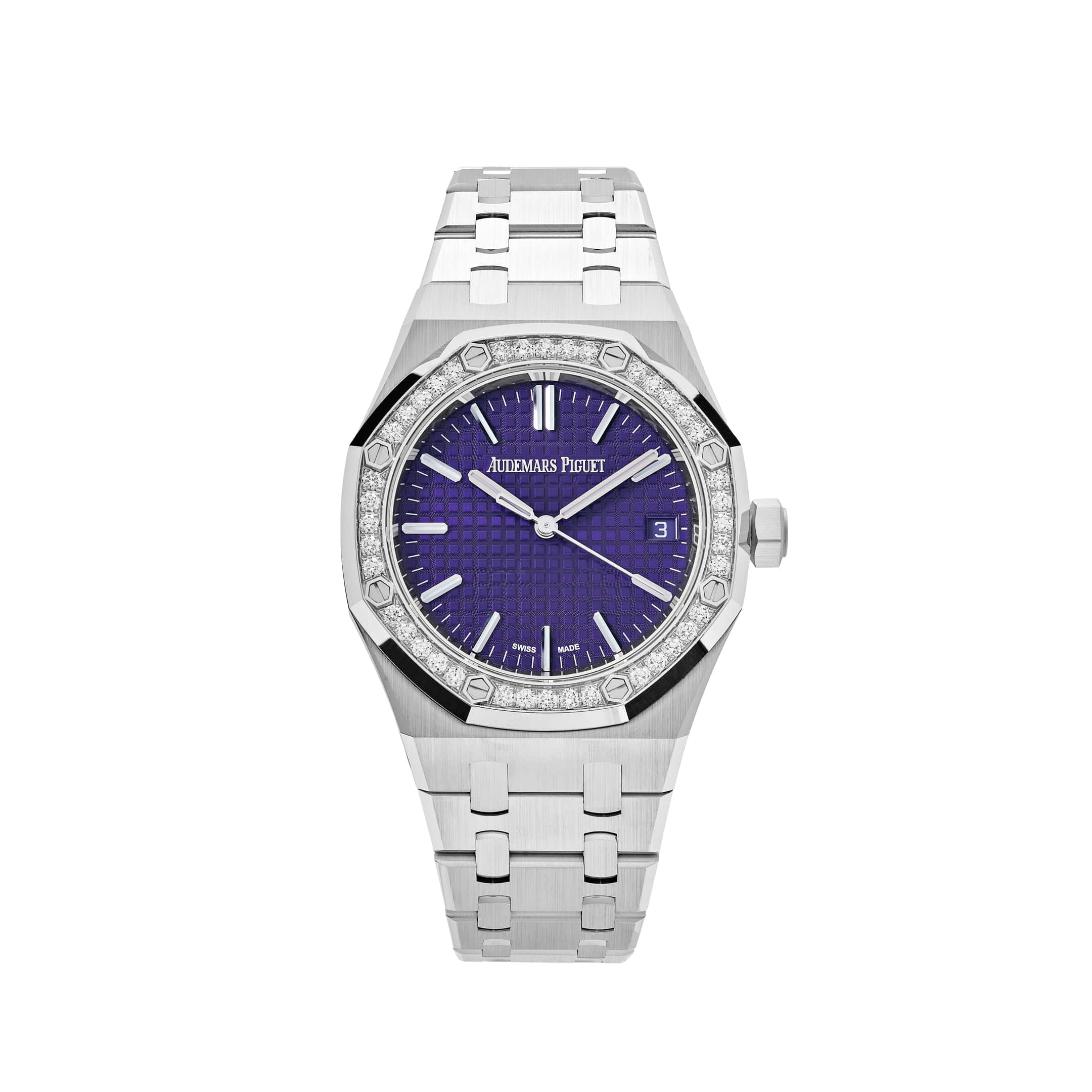 Audemars Piguet Royal Oak 15551BC.ZZ.1356BC.02 White Gold Purple Dial Diamond Bezel Special Edition
