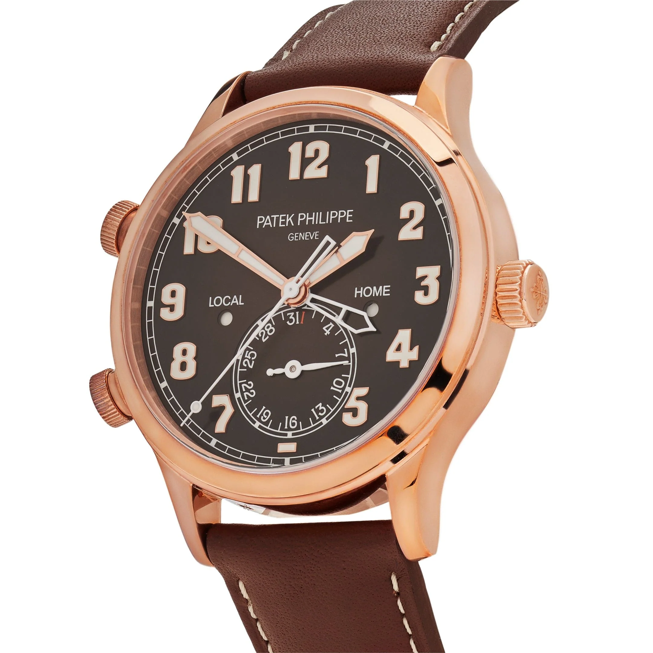 Patek Philippe Calatrava 5524R-001 'Pilot' Travel Time Rose Gold Brown Dial