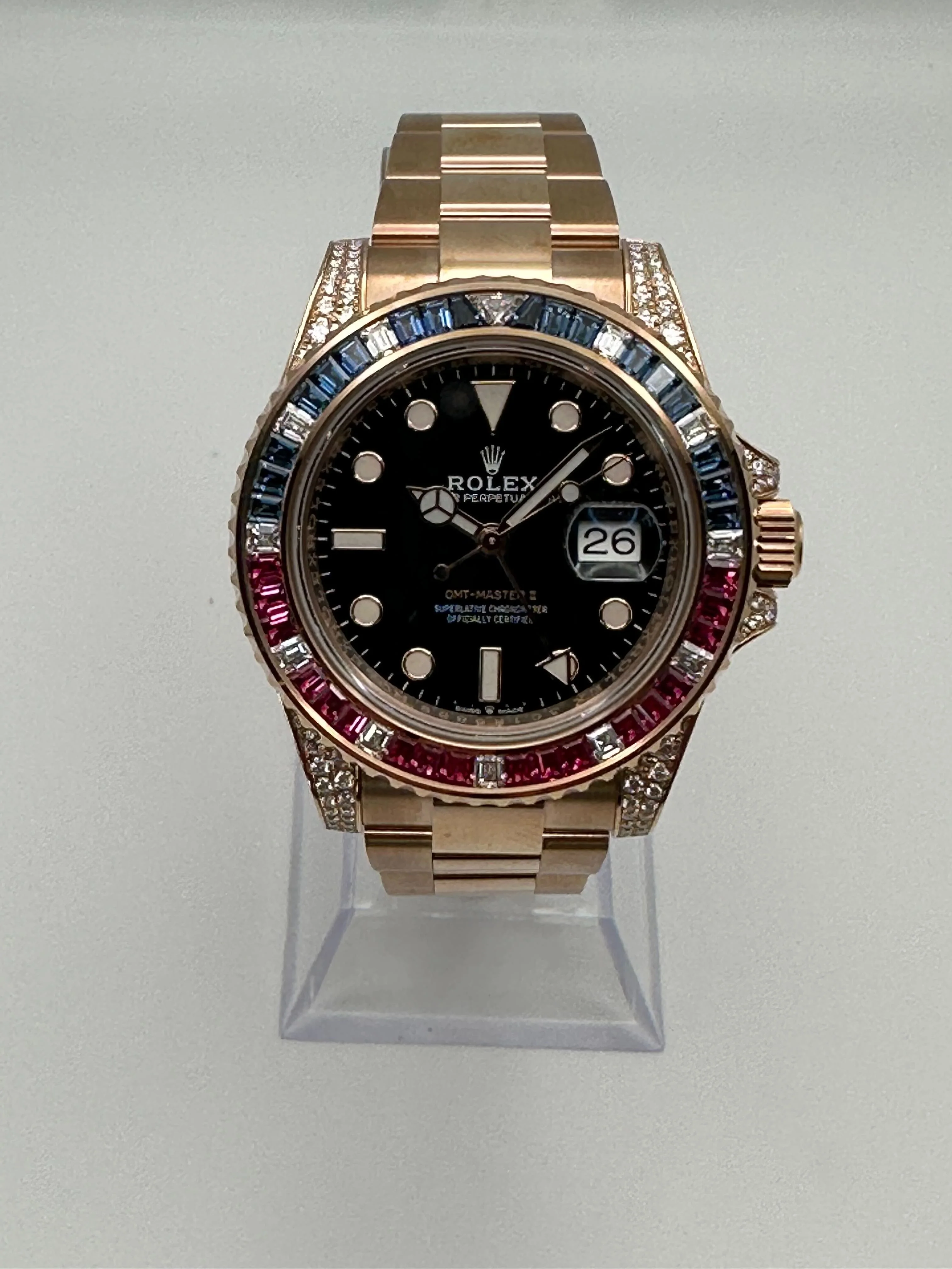 Rolex GMT-Master II 126755SARU 'SARU' Rose Gold Black Dial Diamond Bezel