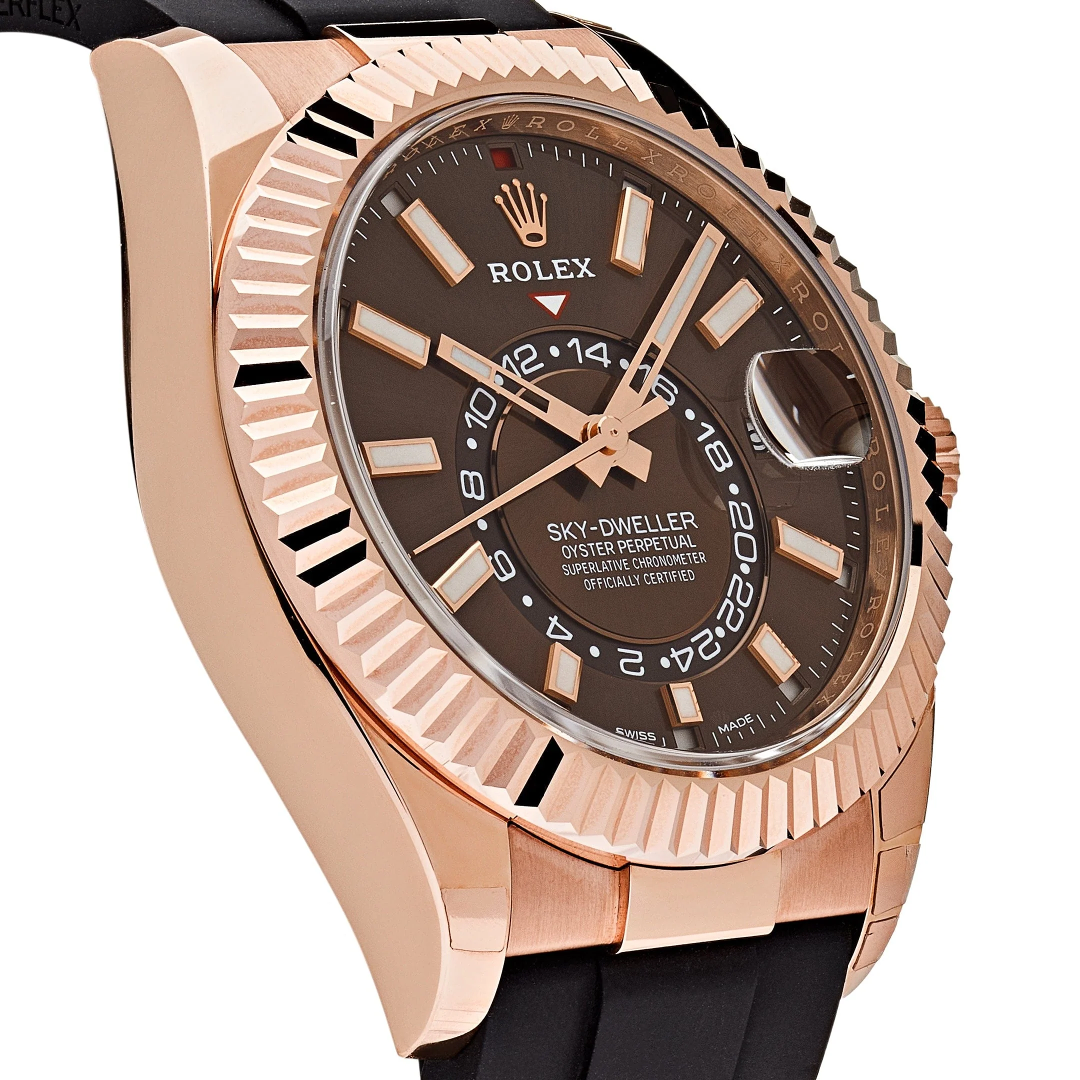 Rolex Sky-Dweller 326235 Rose Gold Brown Chocolate Dial Oysterflex