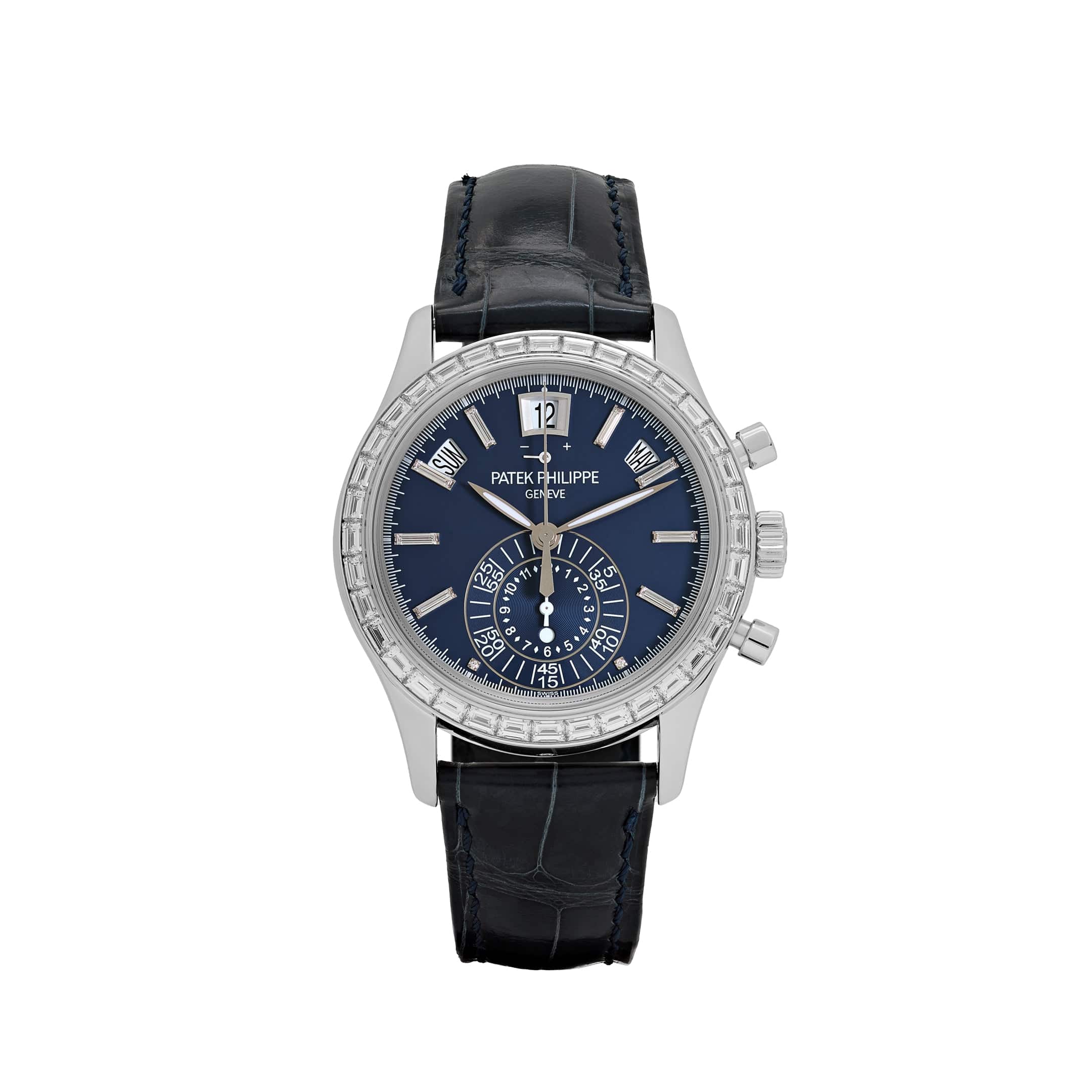 Patek Philippe Complications 5961P-001 Annual Calendar Platinum Baguette Blue Dial