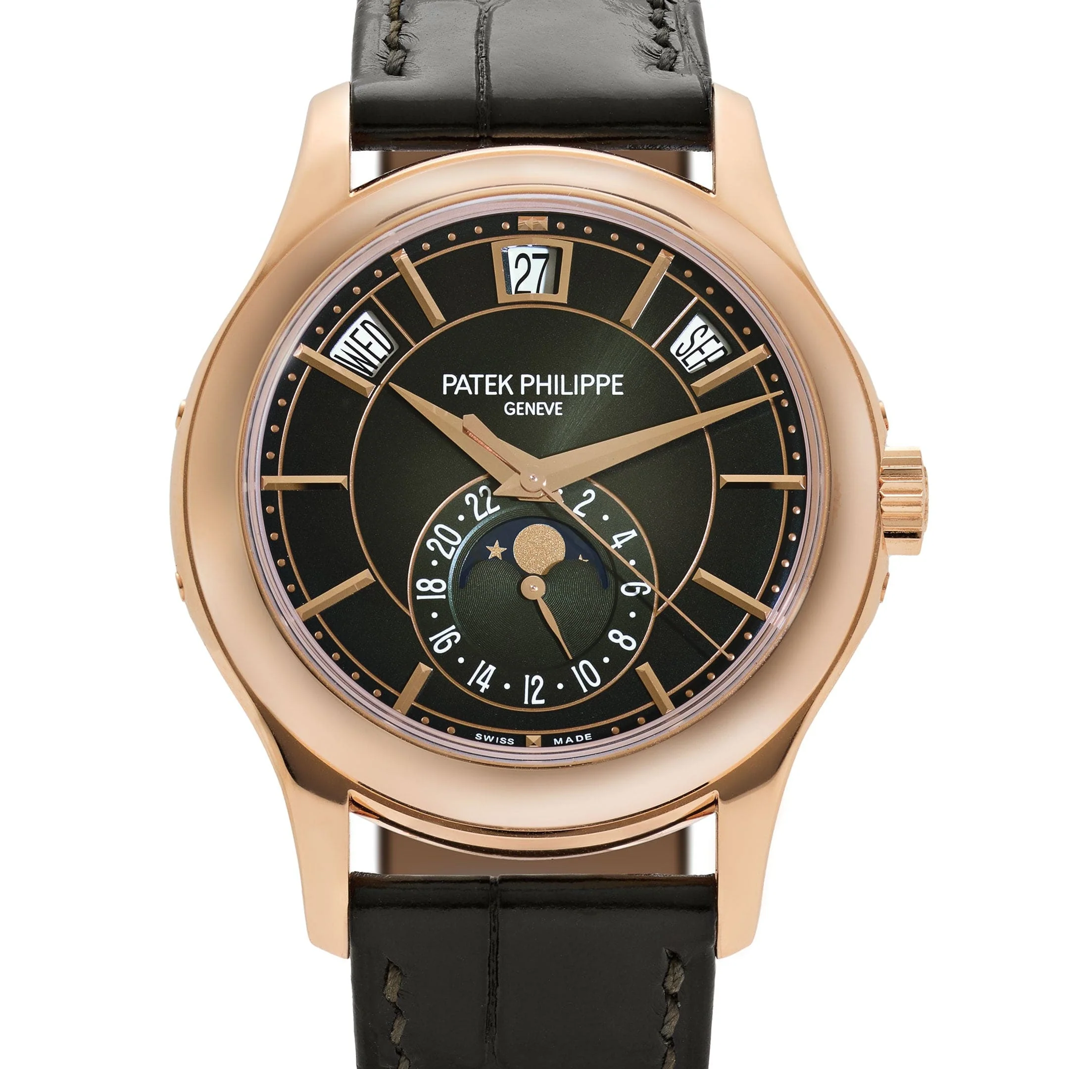 Patek Philippe Complications 5205R-011 Annual Calendar Moon Phases Rose Gold Green Dial (2025)