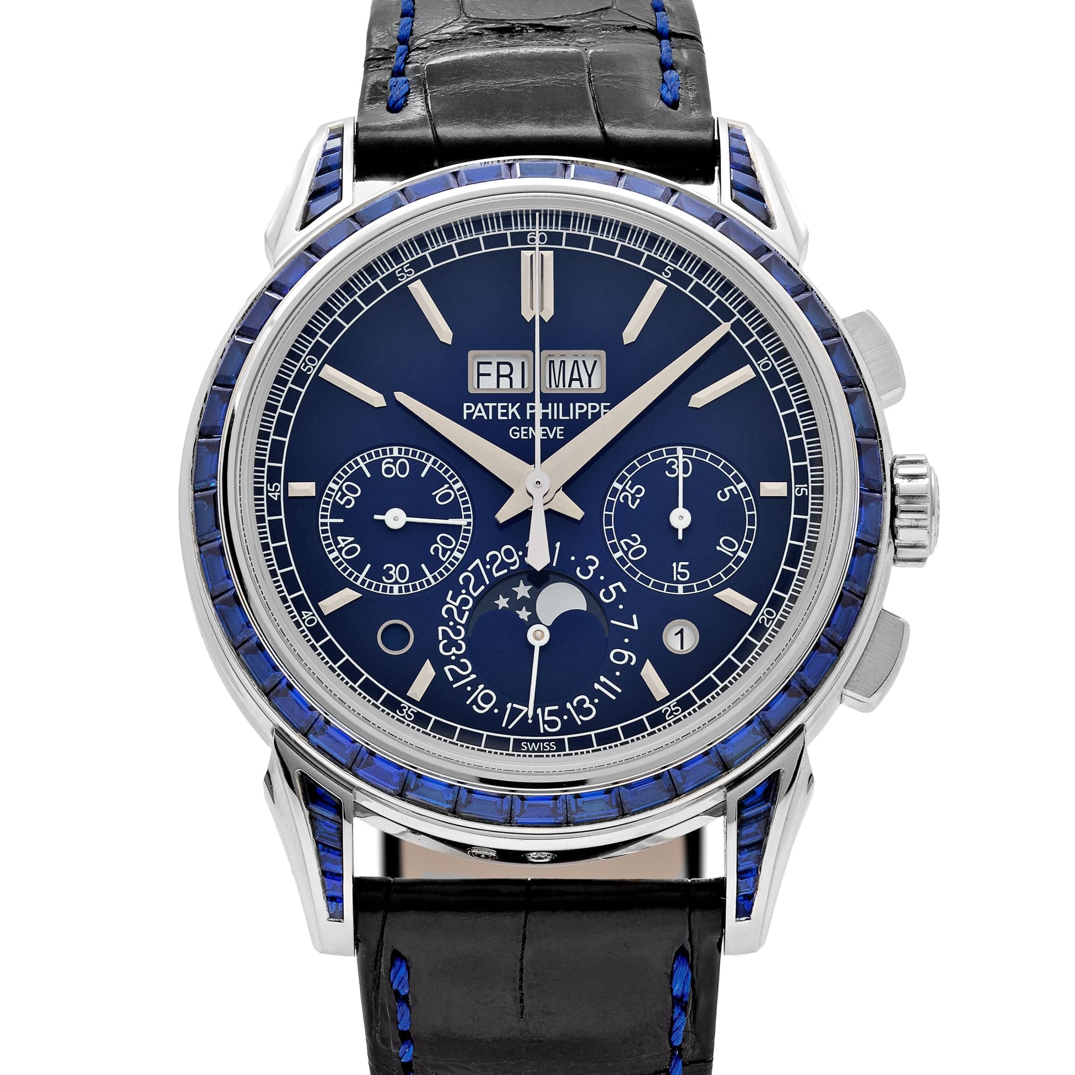 Patek Philippe Grand Complications 5271/11P-010 Perpetual Calendar Chronograph Platinum Baguette Sapphires