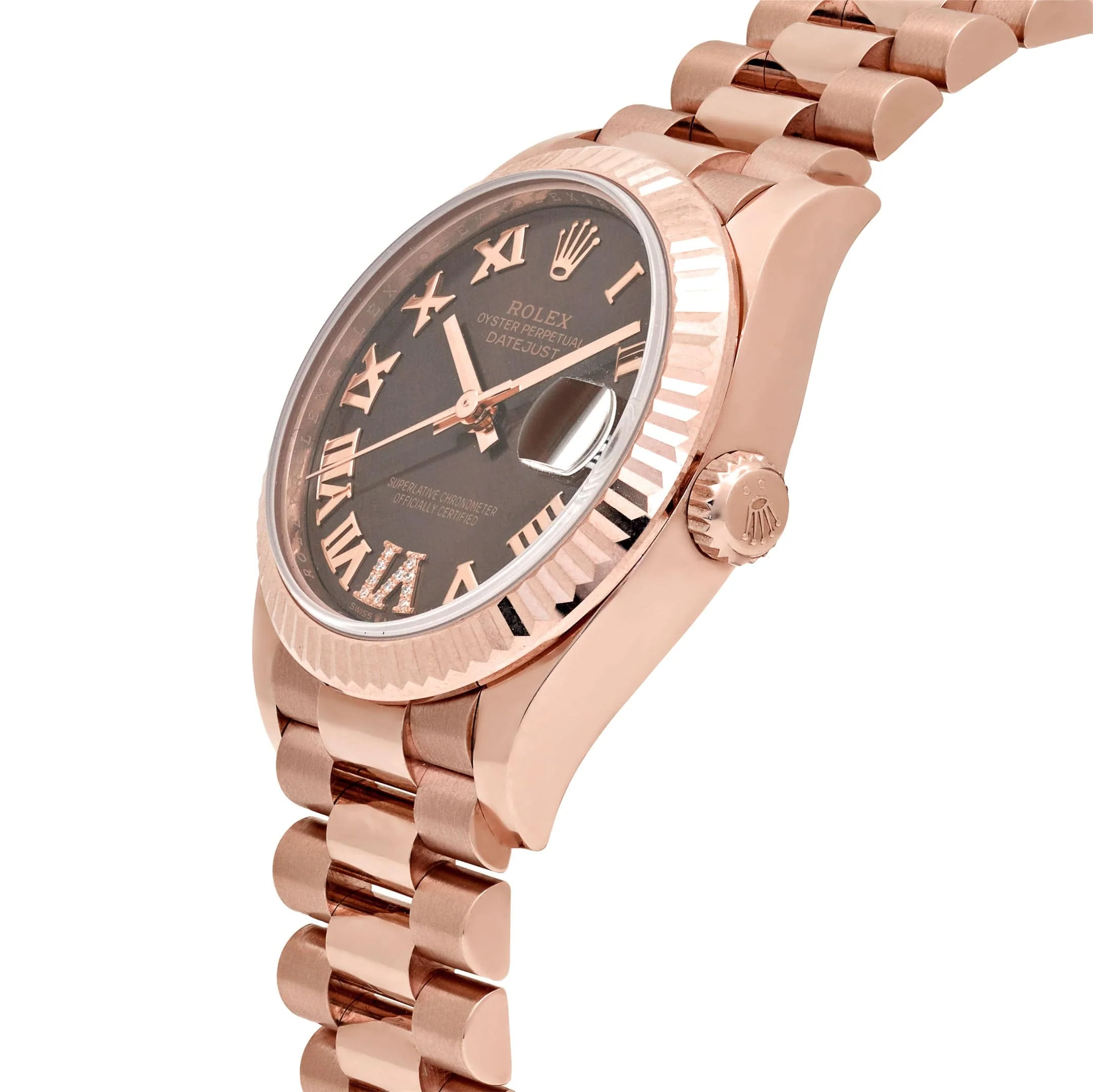 Rolex Datejust 31 278275 'Ladies' Rose Gold Chocolate Roman Numerals Diamond Dial (2022)
