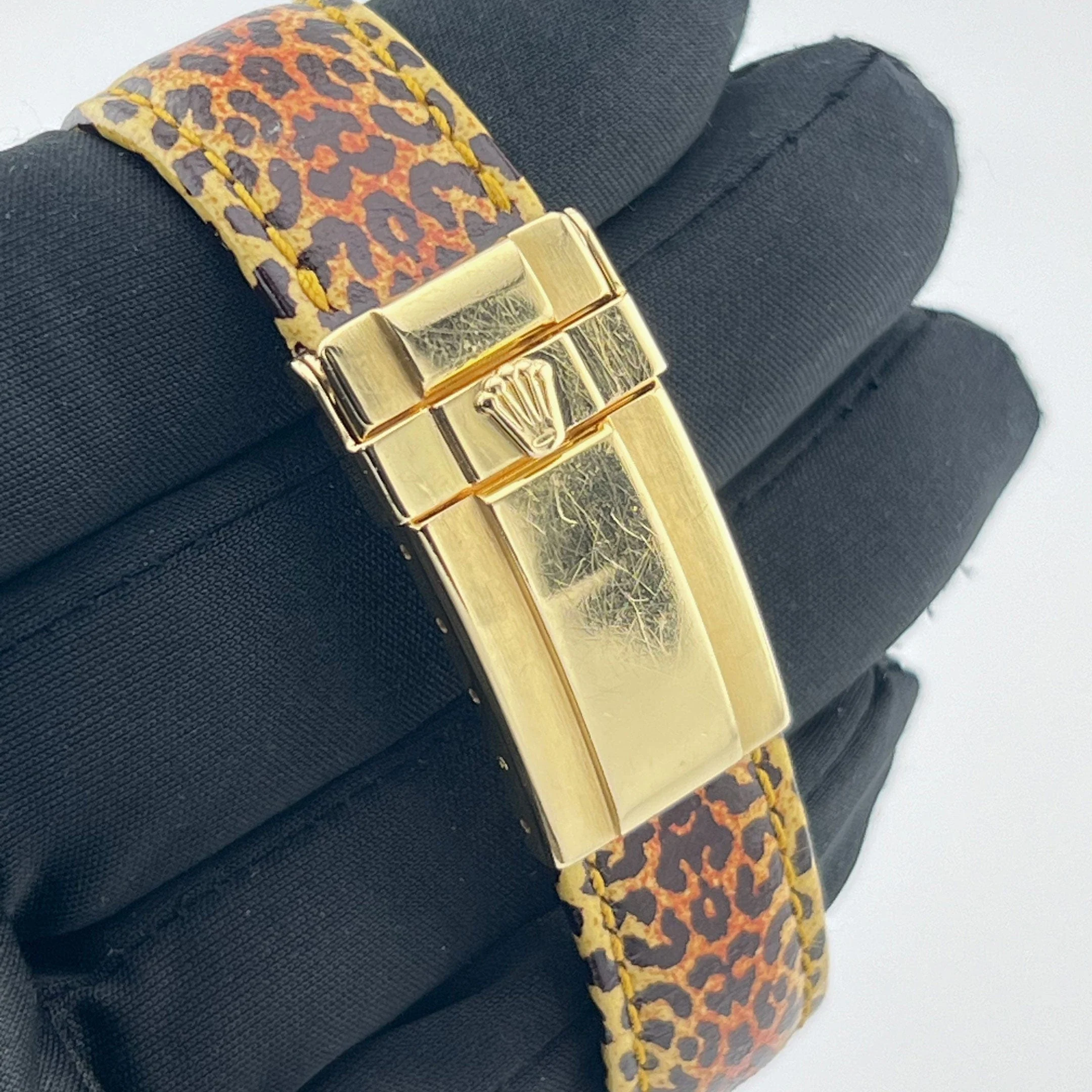 Rolex Daytona 116598SACO Yellow Gold 'Leopard' Diamond Dial Cognac Sapphire Bezel (2008)