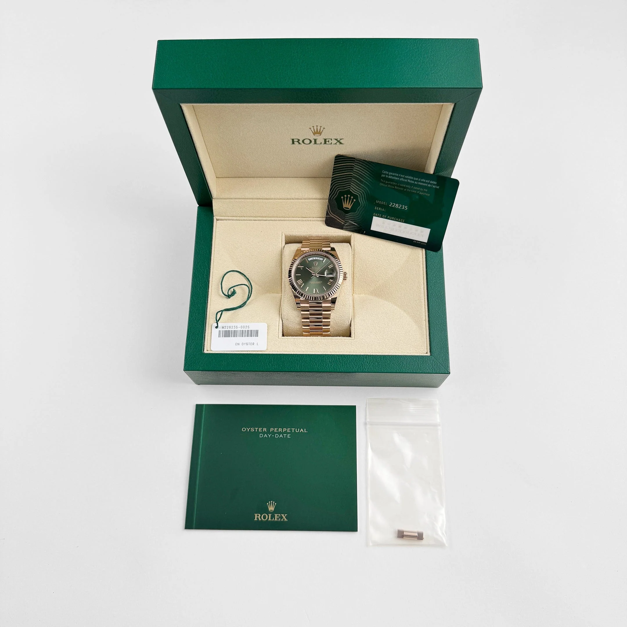 Rolex Day-Date 40 228235 Rose Gold Olive Green Dial (2021)