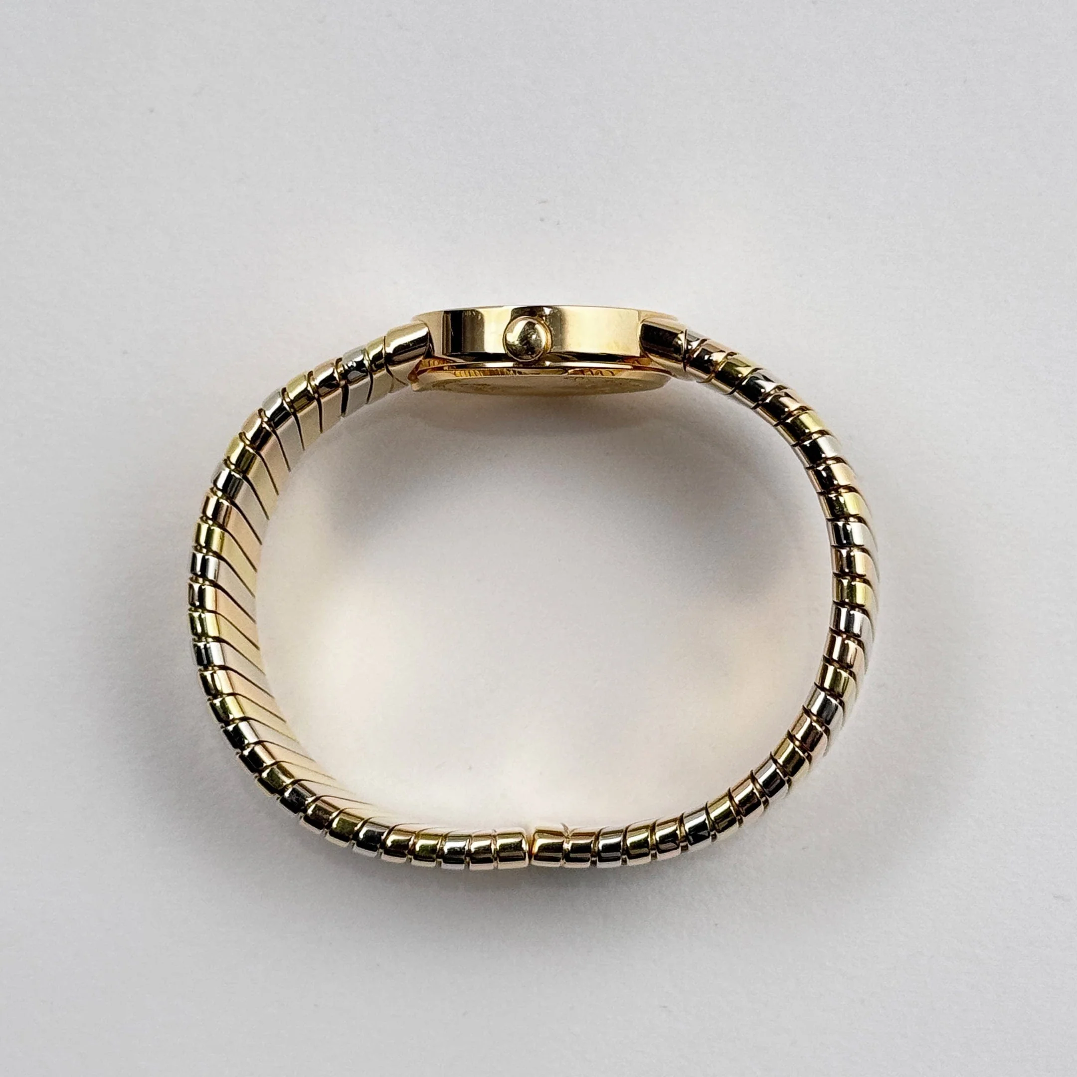 BVLGARI Tubogas BB232T 1 Row Tri Color Black Dial Quartz