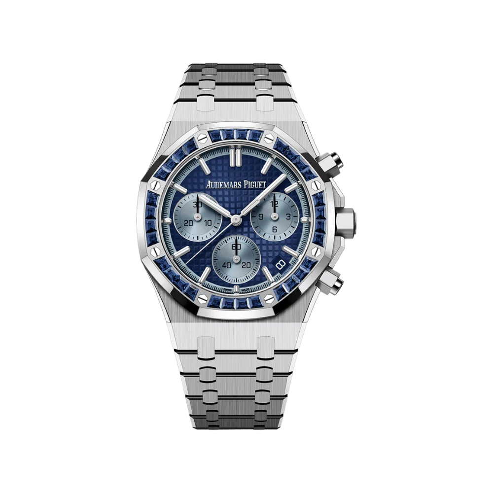 Audemars Piguet Royal Oak Chronograph 26240BC.SS.1320BC.01 White Gold Sapphire Bezel Blue Dial Japan Limited Edition