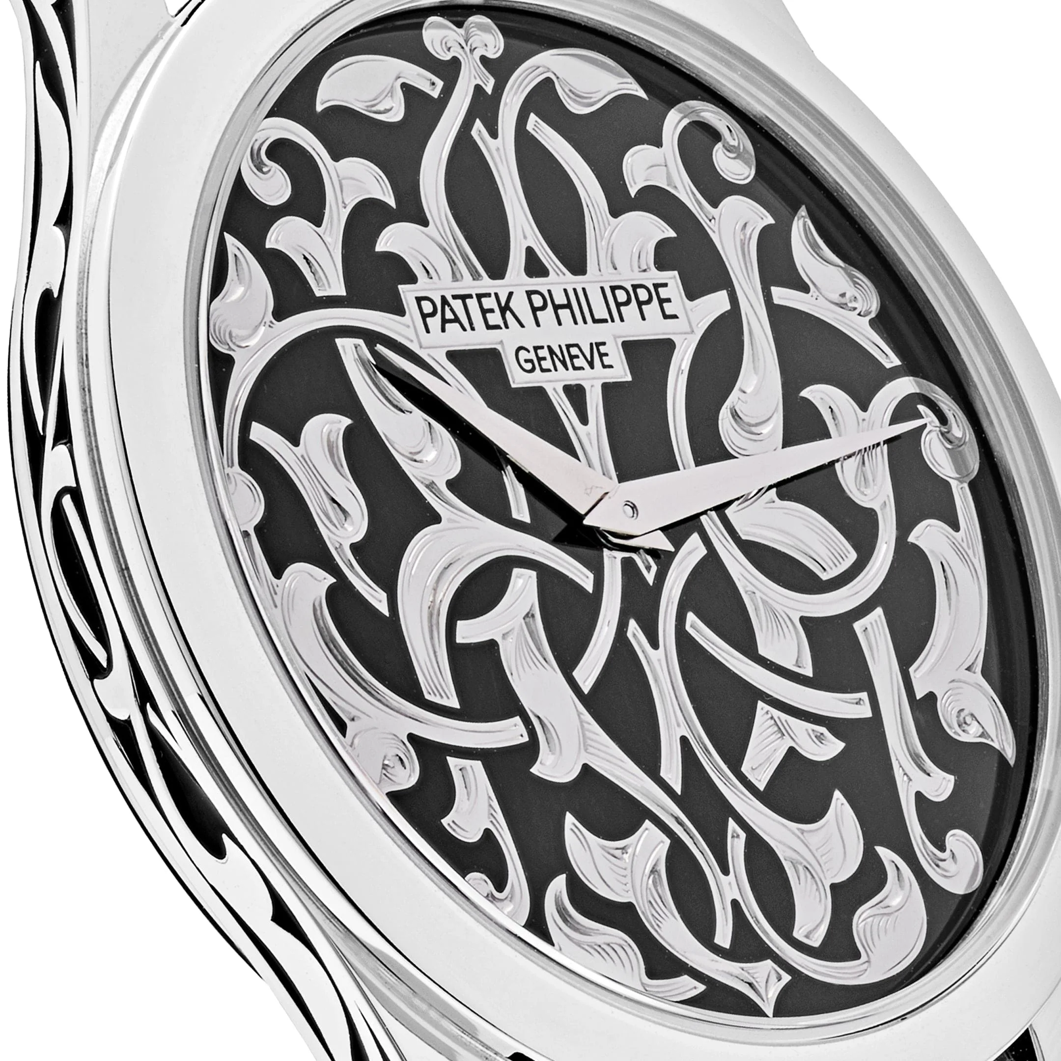 Patek Philippe Calatrava 5088/100P-001 Platinum Engraved Black Dial