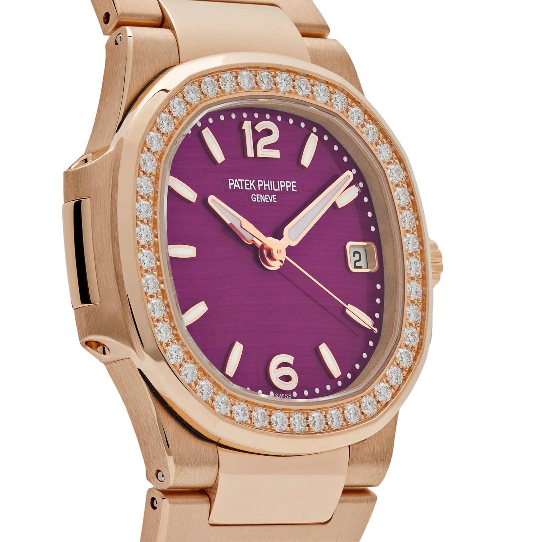 Patek Philippe Nautilus 7010/1R-013 'Ladies' Quartz Rose Gold Purple Diamond Bezel