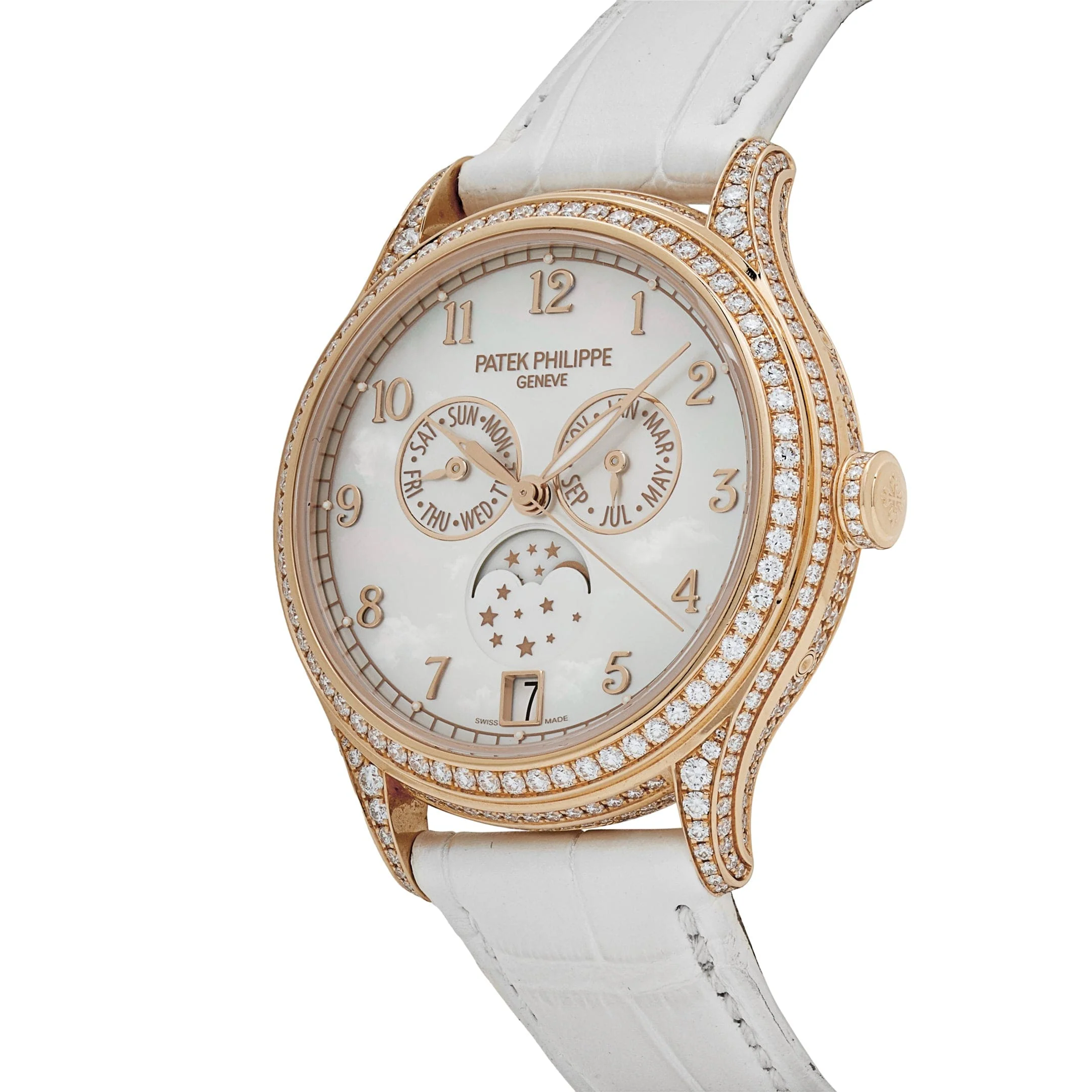 Patek Philippe Complications 4948R-001 Annual Calendar Moon Phases Rose Gold  Mother-of-Pearl Dial Diamond Bezel