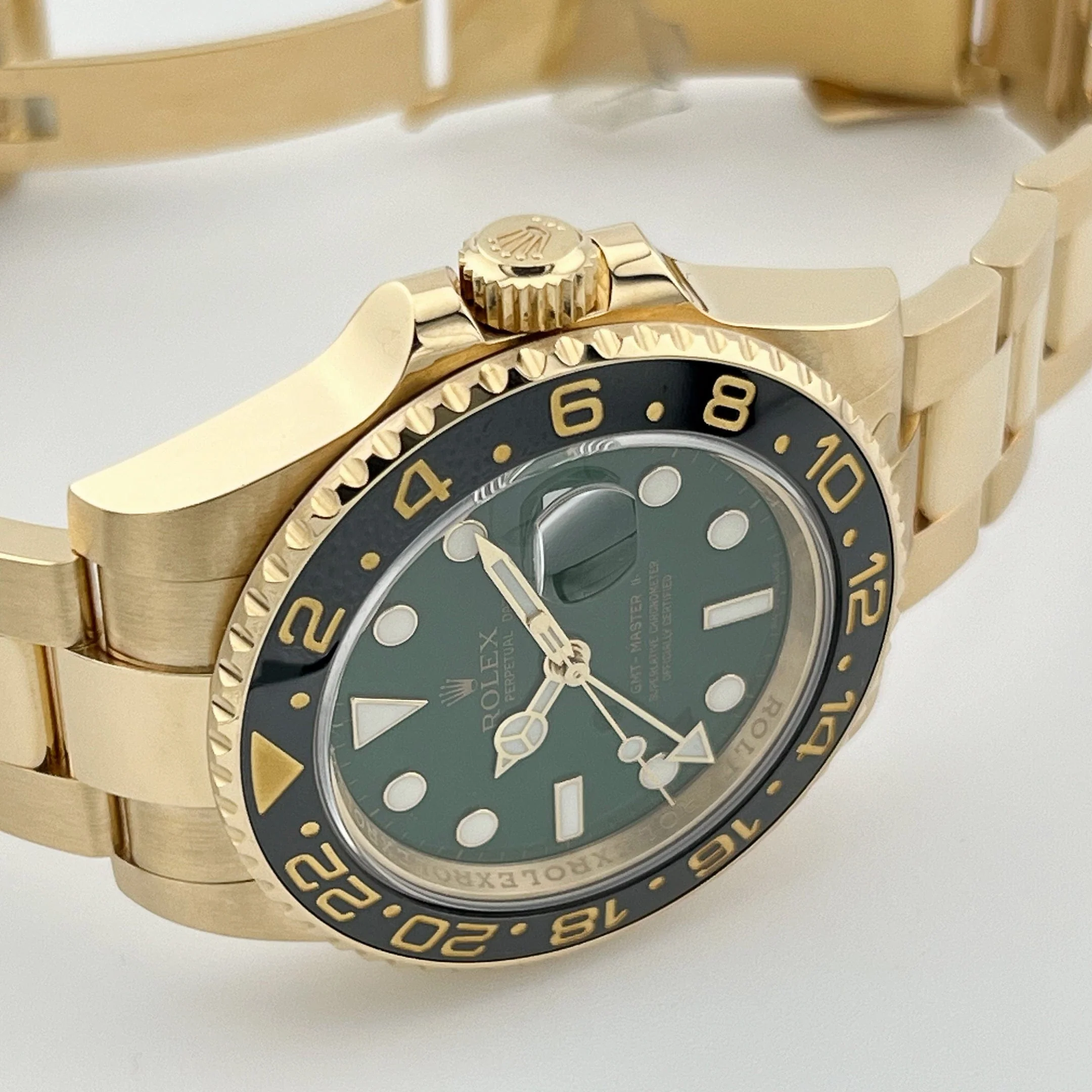 Rolex GMT-Master II 116718LN Yellow Gold Green Dial Black Bezel (2006)