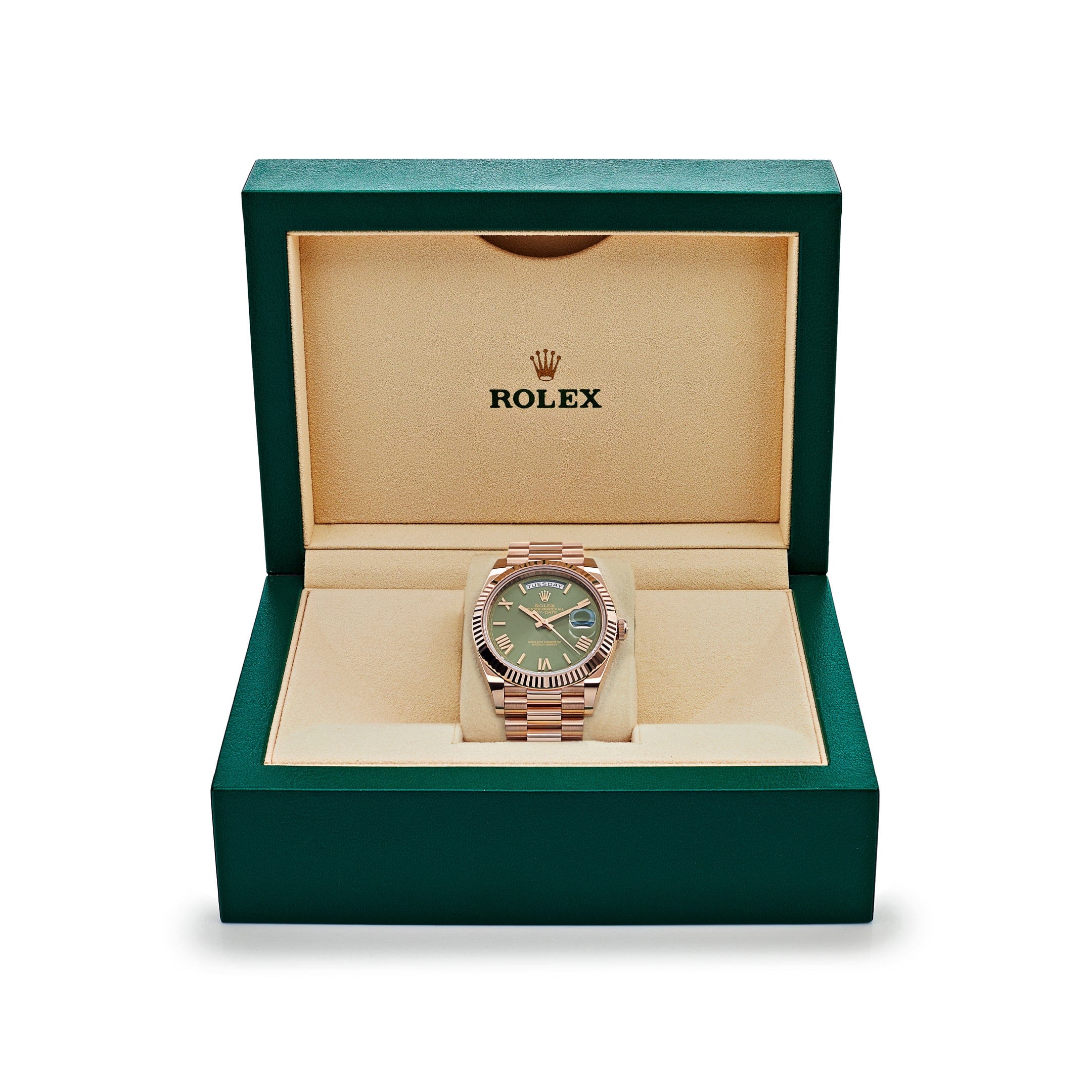 Rolex Day-Date 40 228235 Rose Gold Olive Green Dial (2024)