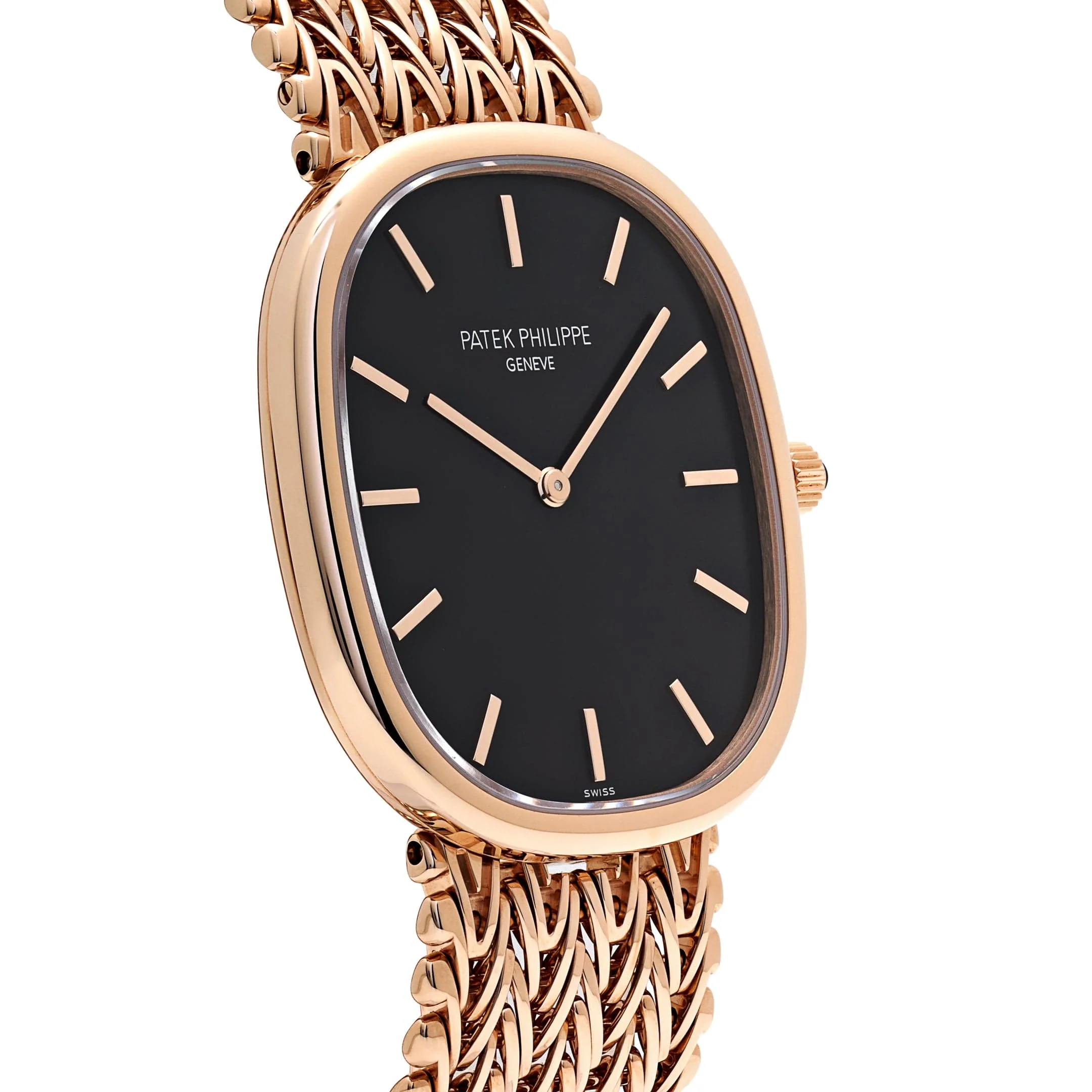 Patek Philippe Golden Ellipse 5738/1R-001 Rose Gold Black Dial
