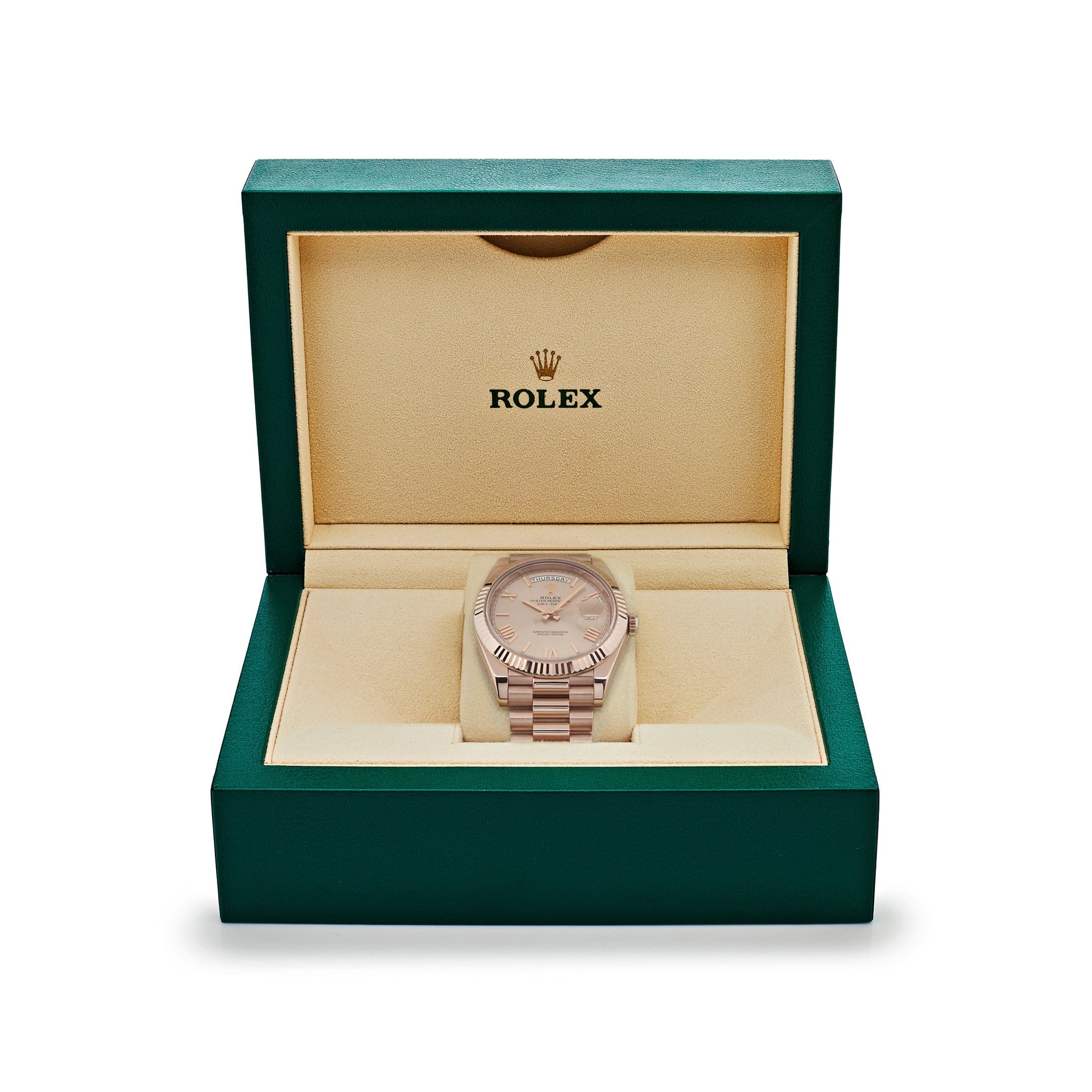 Rolex Day-Date 40 228235 Rose Gold Sundust Roman Dial