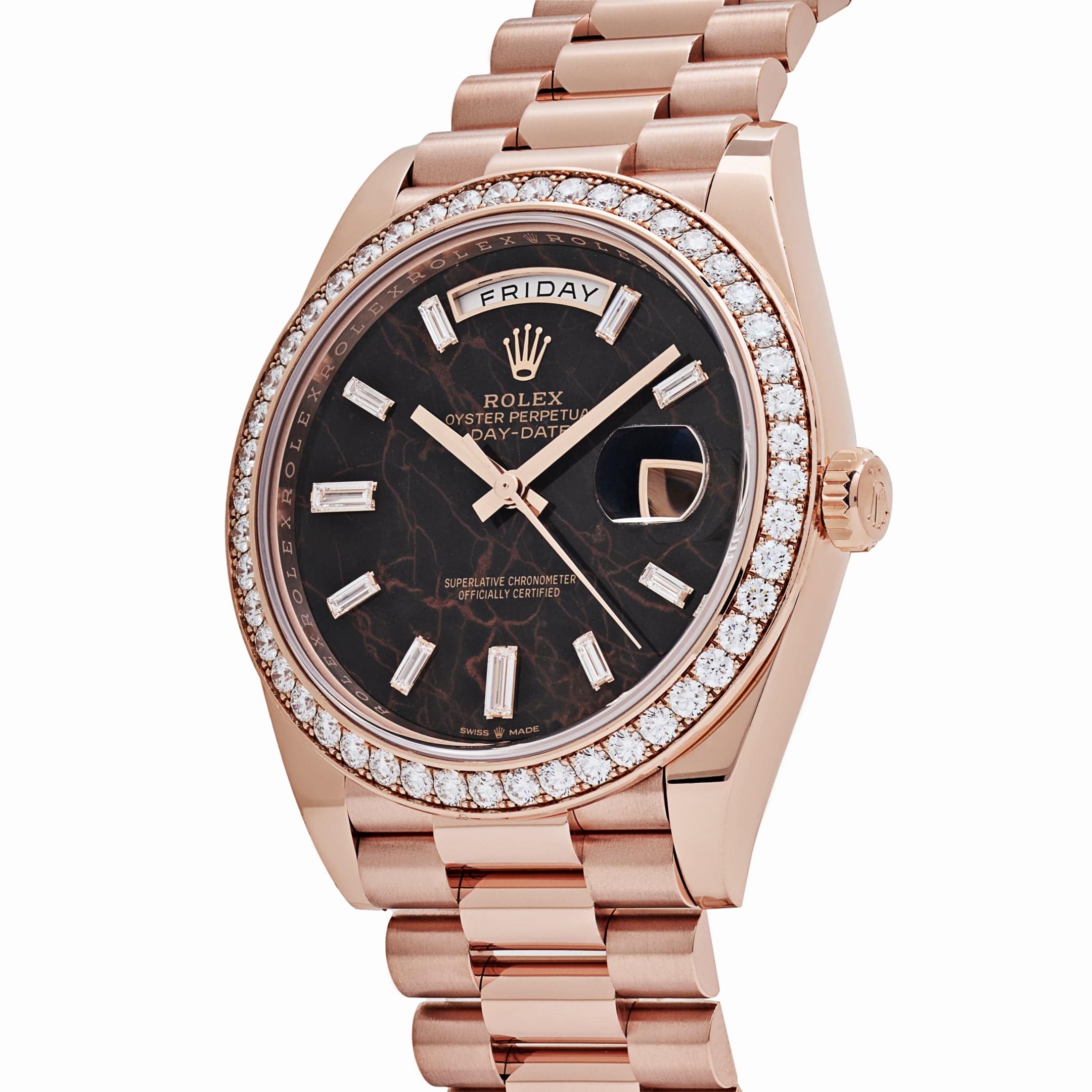 Rolex Day-Date 40 228345RBR Rose Gold Eisenkiesel Diamond Dial Diamond Bezel (2025)