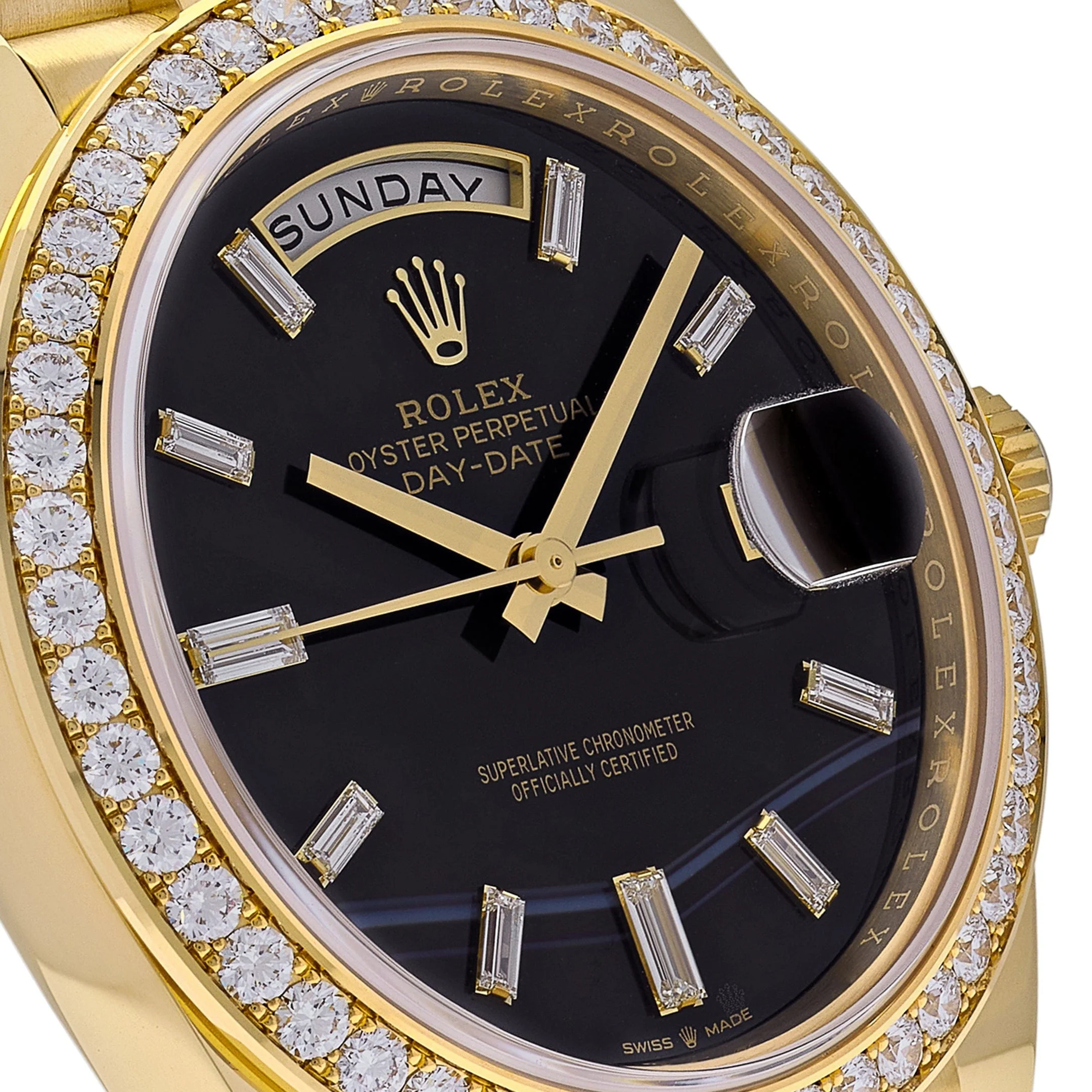 Rolex Day-Date 40 228348RBR Yellow Gold Diamond Bezel Black Onyx Dial (2025)