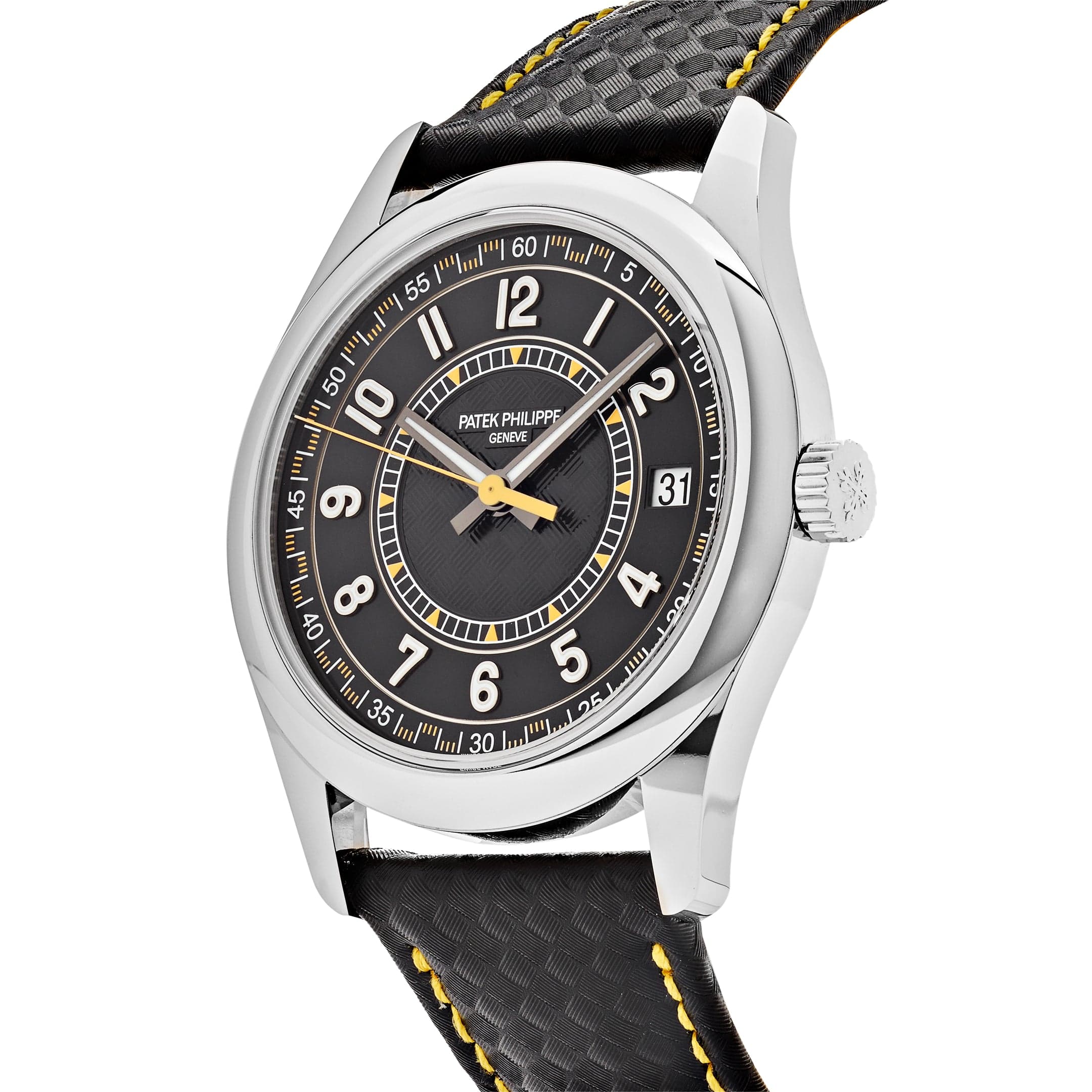 Patek Philippe Calatrava 6007G-001 White Gold Black Dial Yellow Accents (2023)