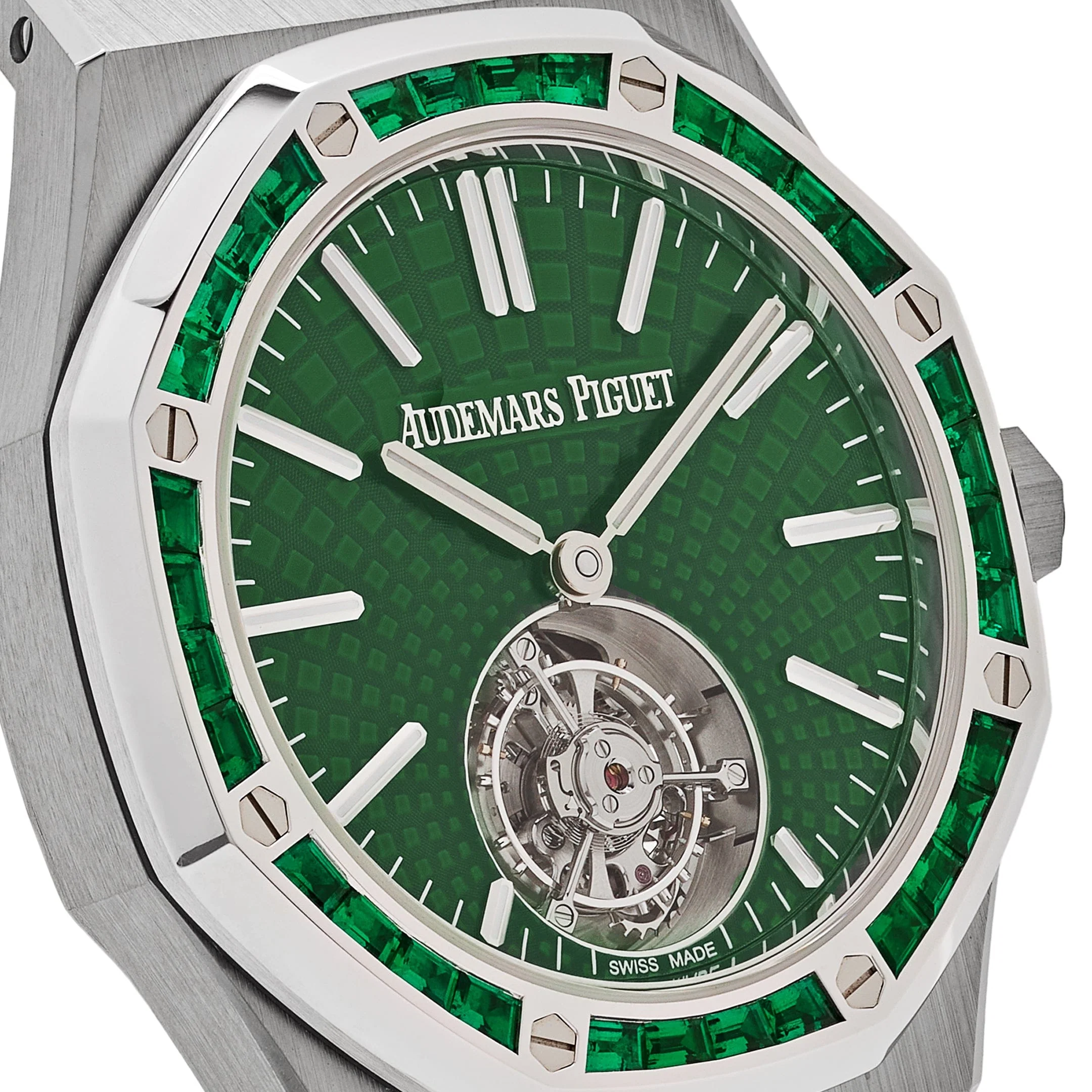 Audemars Piguet Royal Oak 26532IC.EE.1220TI.01 Selfwinding Flying Tourbillon Titanium White Gold Emerald Bezel Limited Edition of 15 (2024)