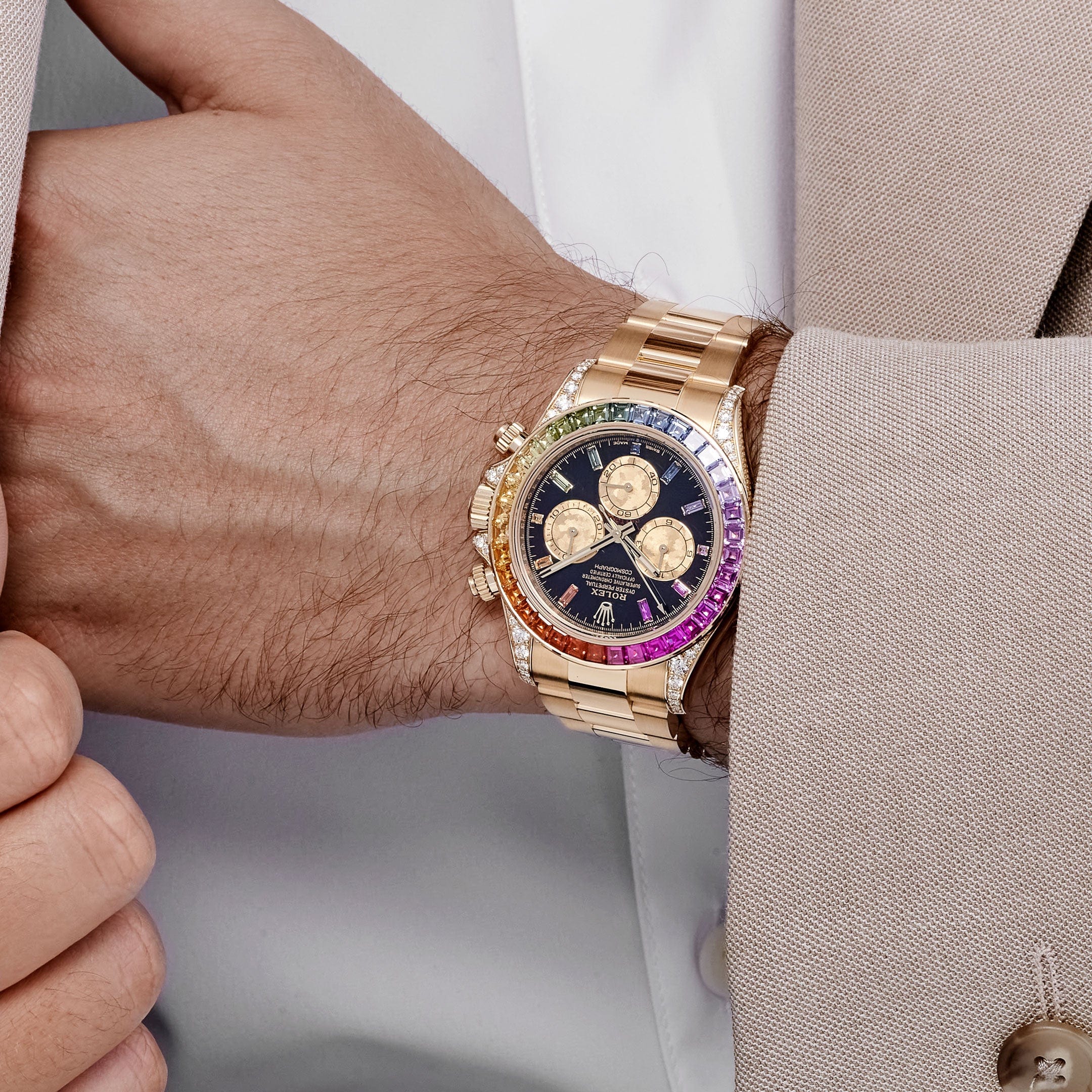 Rolex Daytona 126598RBOW 'Rainbow' Yellow Gold Black Dial Sapphire Bezel (2025)