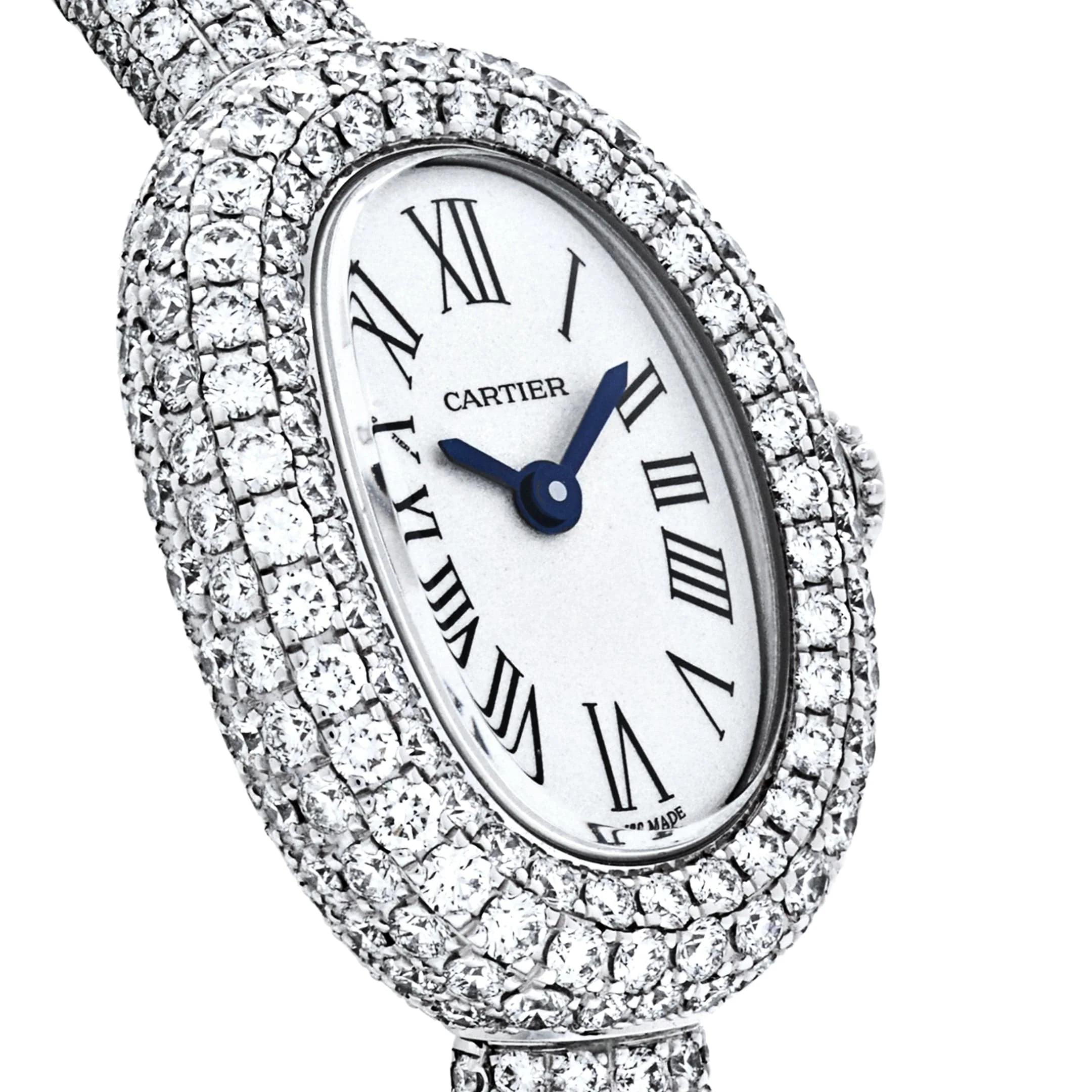 Cartier Baignoire Mini HPI01773 'Ladies' Rhodium-Finish White Gold Diamond Quartz (2025)