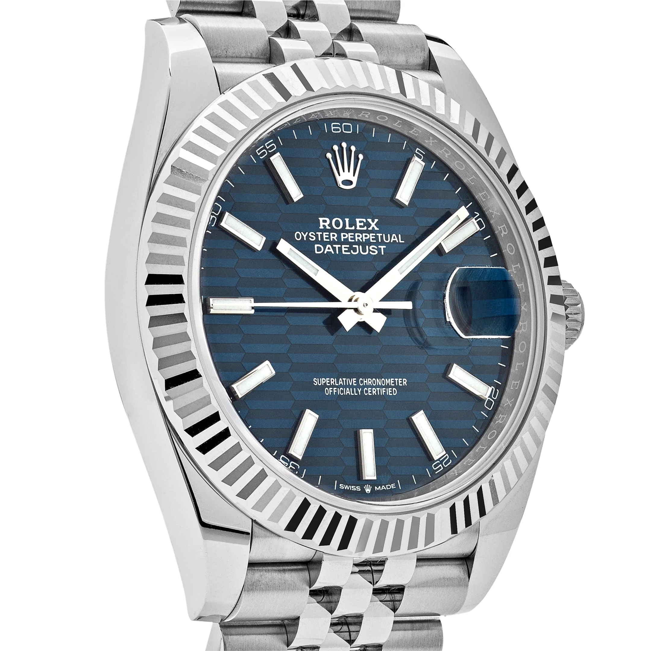 Rolex Datejust 41 126334 Stainless Steel Fluted Motif Blue Dial Jubilee