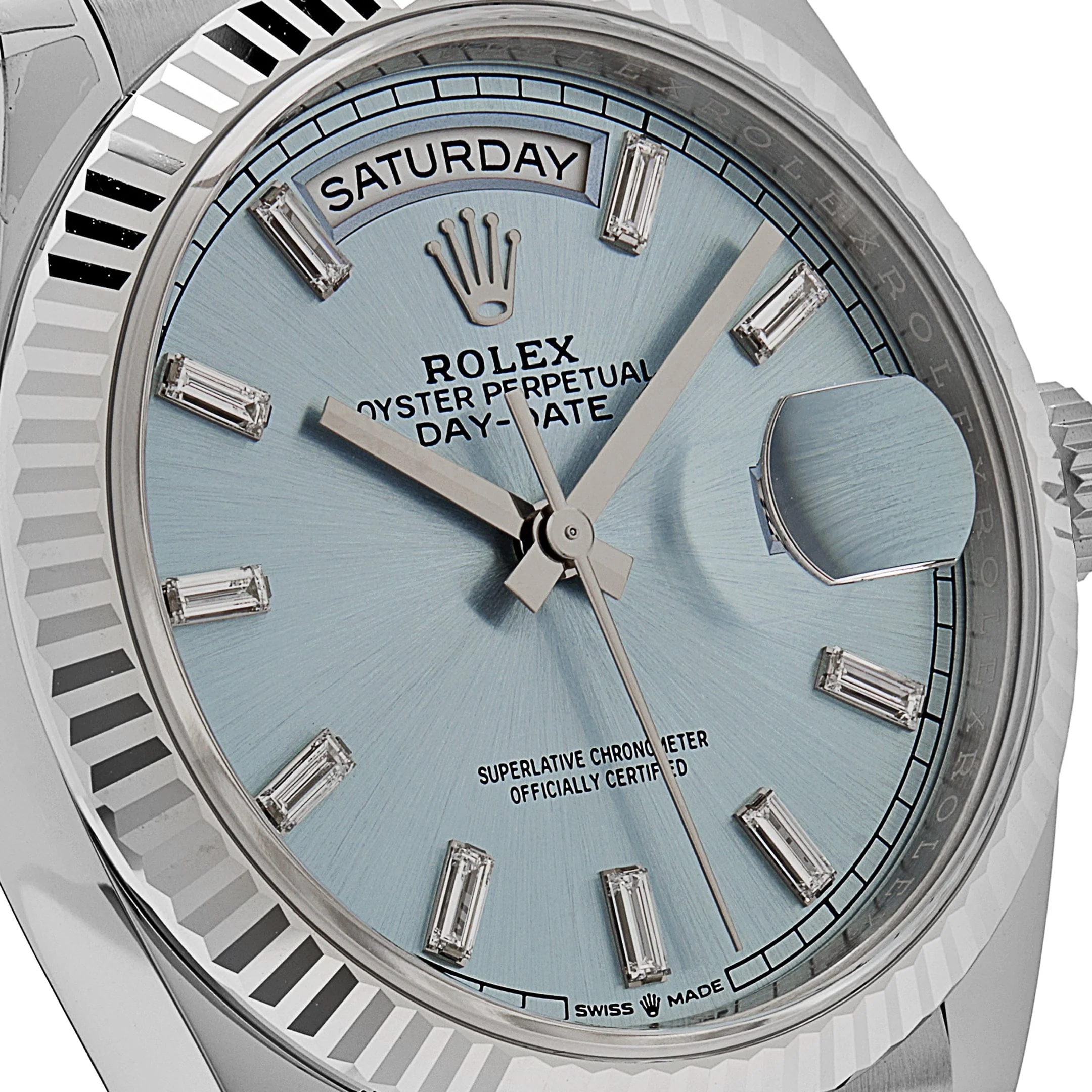 Rolex Day-Date 36 128236 Platinum Ice Blue Baguette Dial