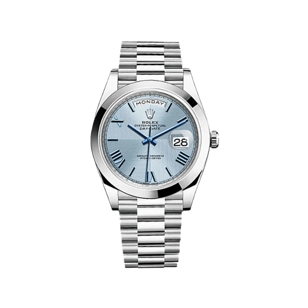 Rolex Day-Date 40 228206 Platinum Ice Blue Roman Dial