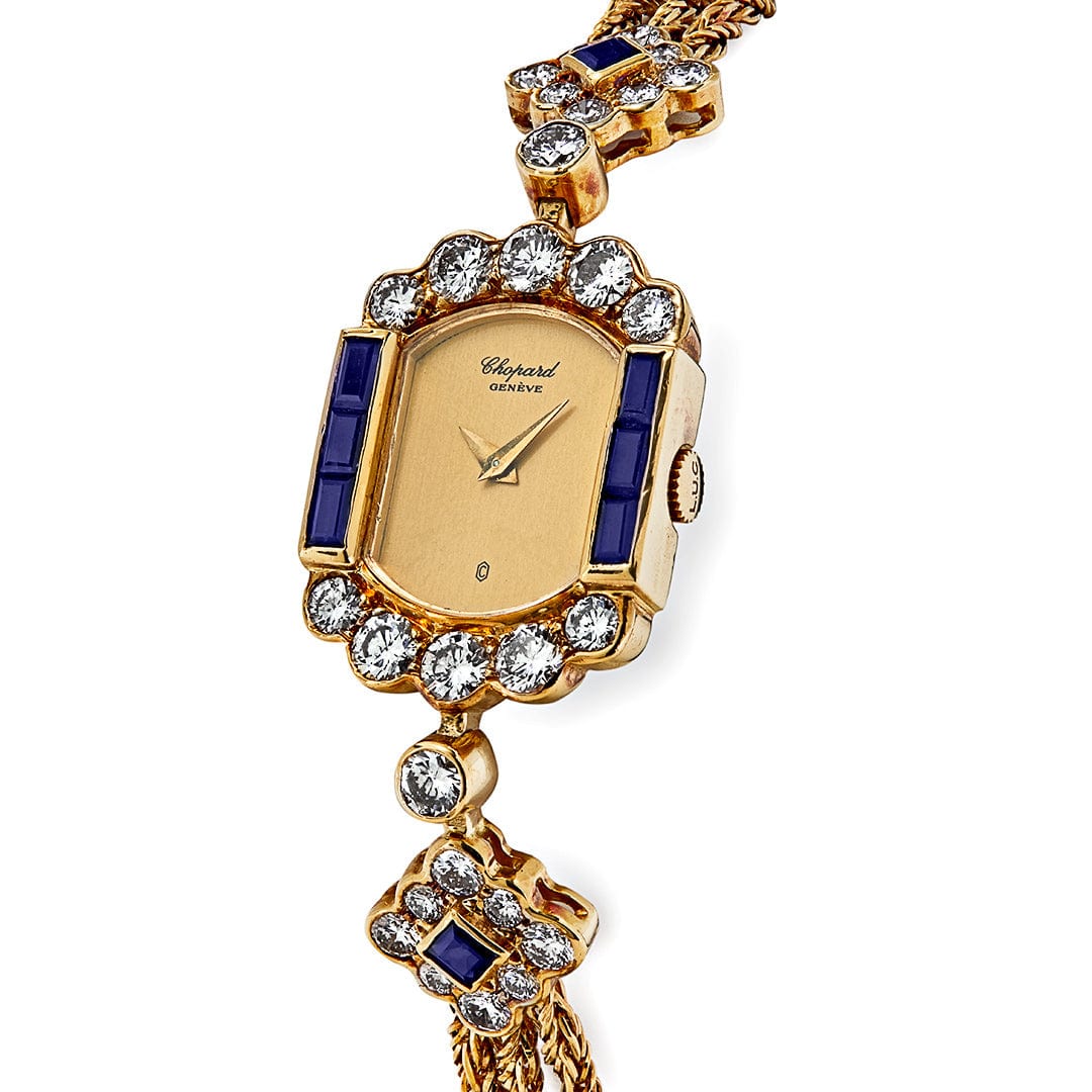 Chopard Vintage 'Ladies' Yellow Gold Blue Sapphire Diamond Watch