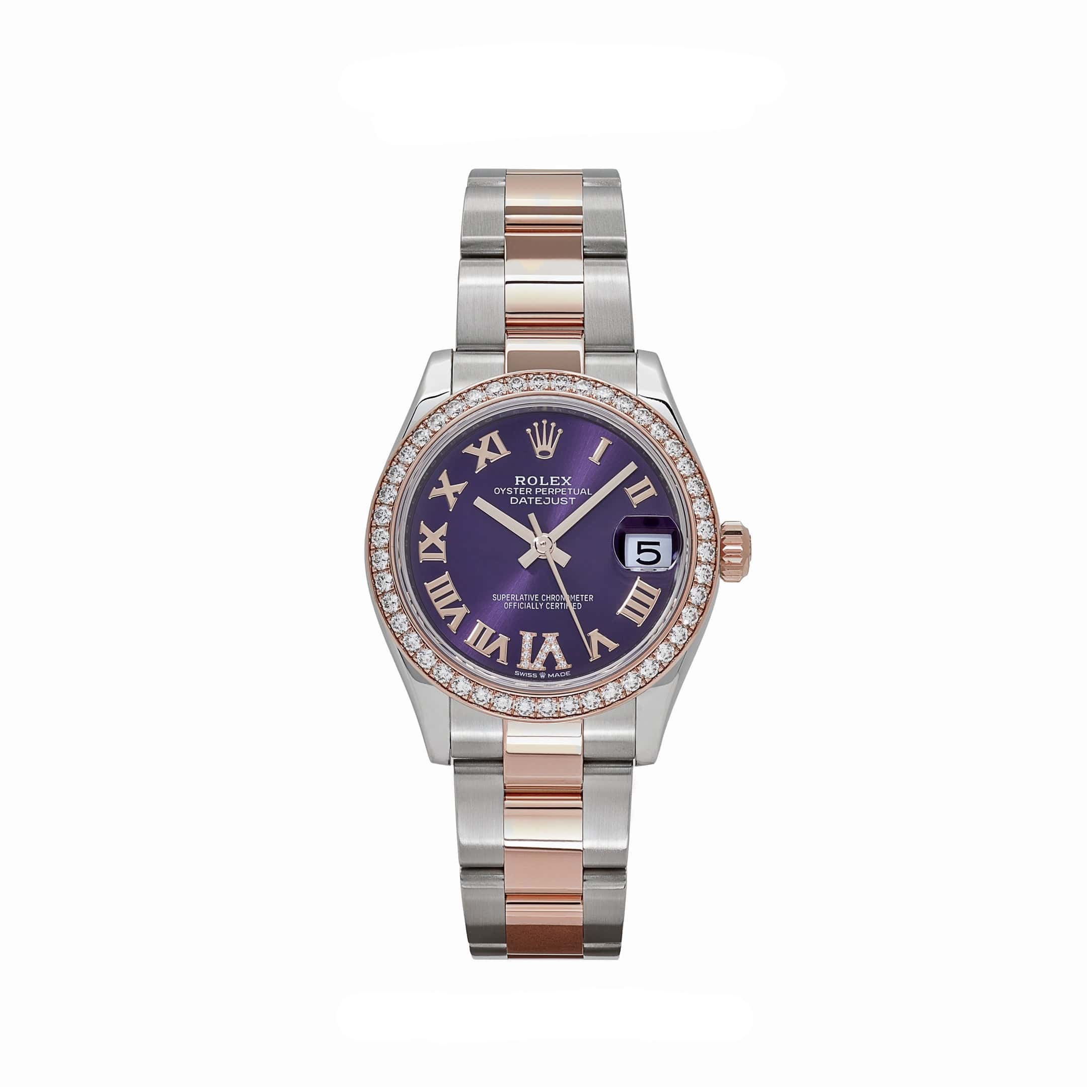 Rolex Datejust 31 278381RBR 'Ladies' Stainless Steel Rose Gold Aubergine Purple Dial Diamond Bezel Oyster (2022)