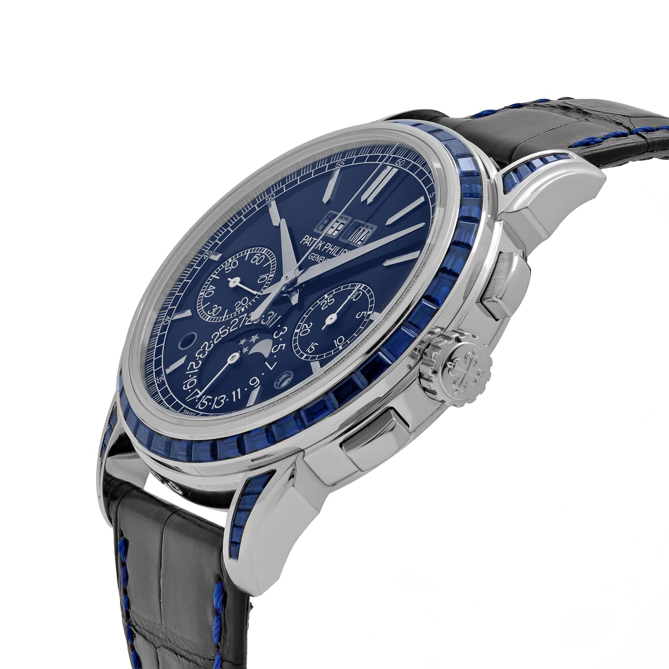 Patek Philippe Grand Complications 5271/11P-010 Perpetual Calendar Chronograph Platinum Baguette Sapphires