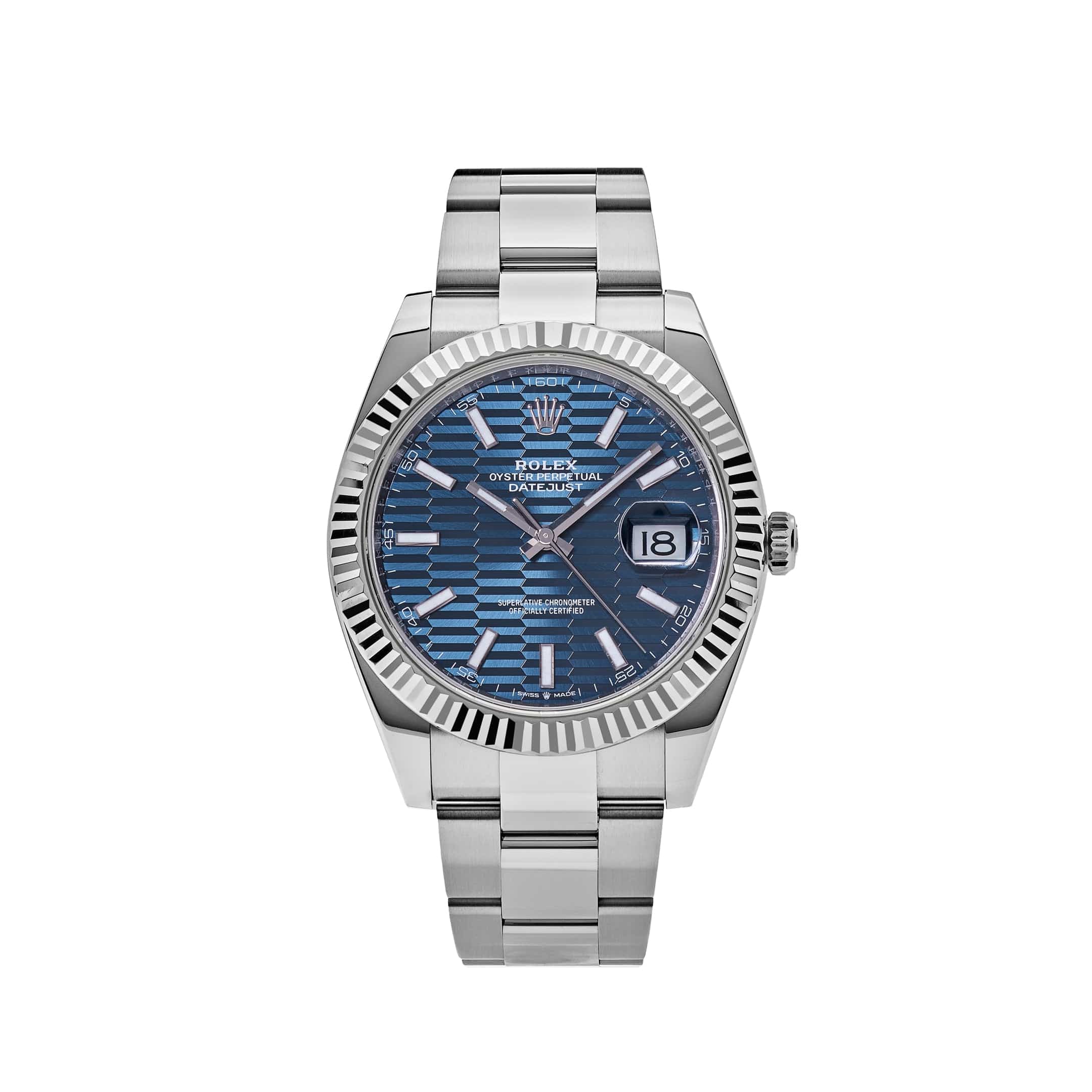 Rolex Datejust 41 126334 Stainless Steel Fluted Motif Blue Dial Oyster (2023)