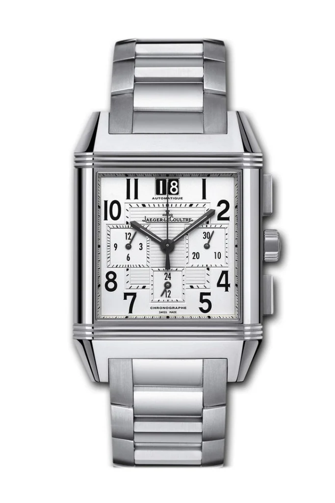 JAEGER JLC Reverso Squadra GMT Steel Silver Dial Watch 7018120