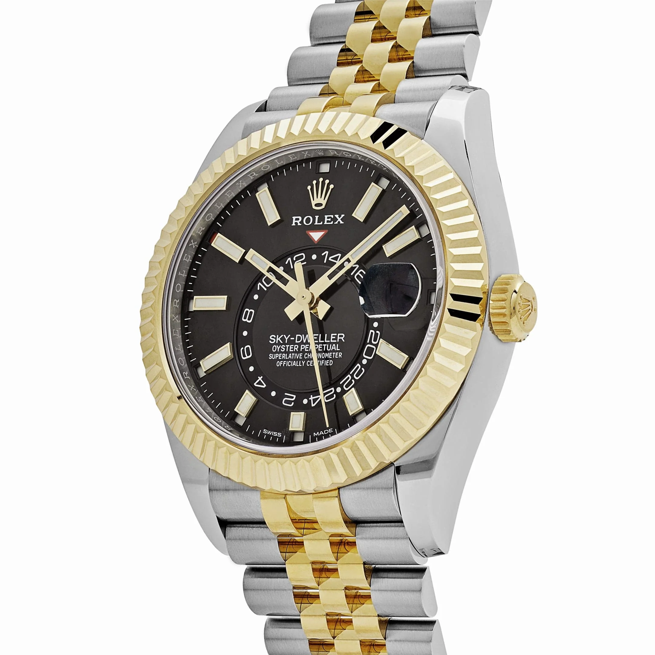Rolex Sky-Dweller 326933 Stainless Steel Yellow Gold Jubilee Black Dial