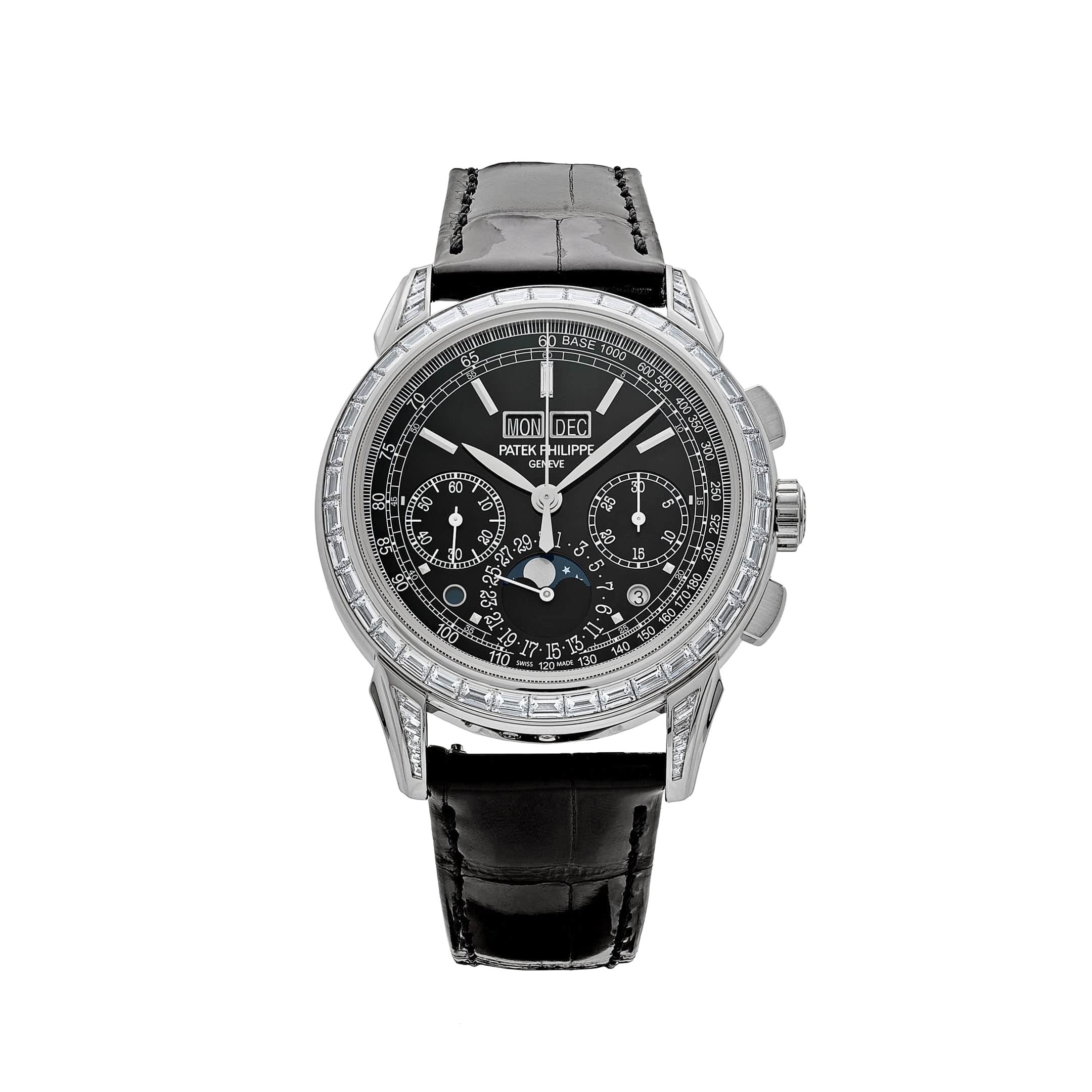 Patek Philippe Grand Complications  5271P-001  Perpetual Calendar Platinum Black Dial Baguette Bezel