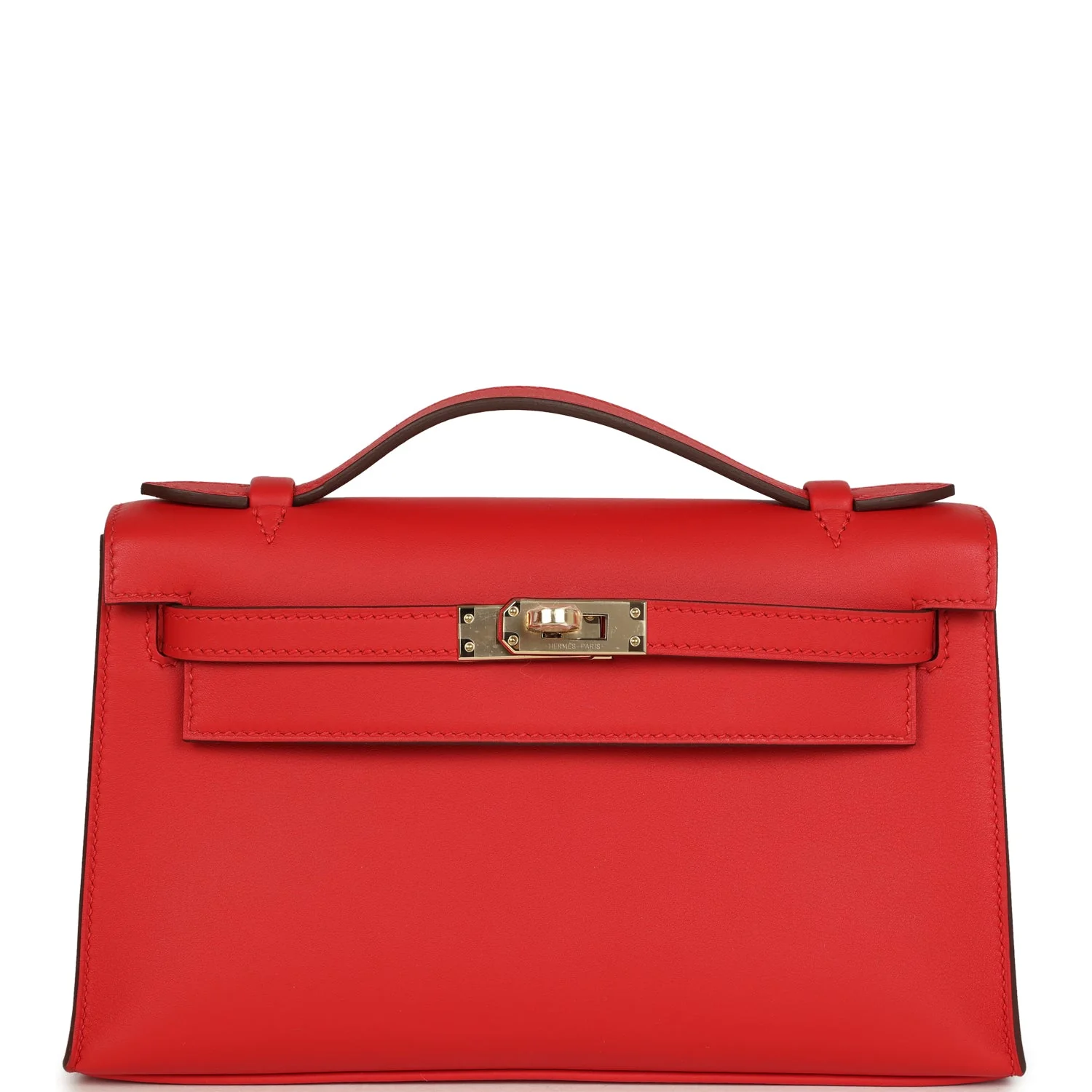 Hermes Special Order (HSS) Kelly Pochette Rouge de Coeur Verso Swift Permabrass Hardware