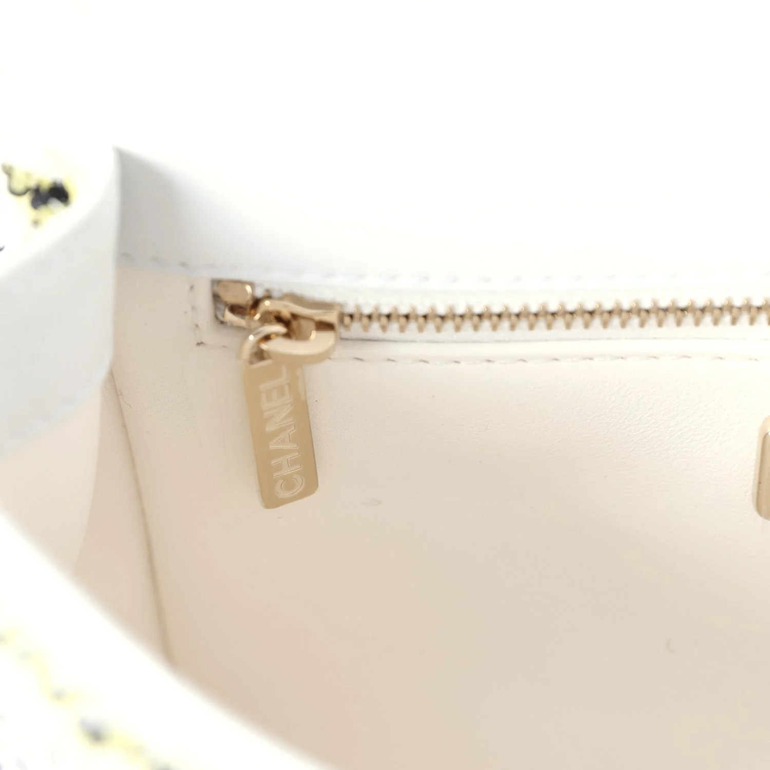 Chanel Mini Rectangular Flap White Multicolor Sequin Light Gold Hardware