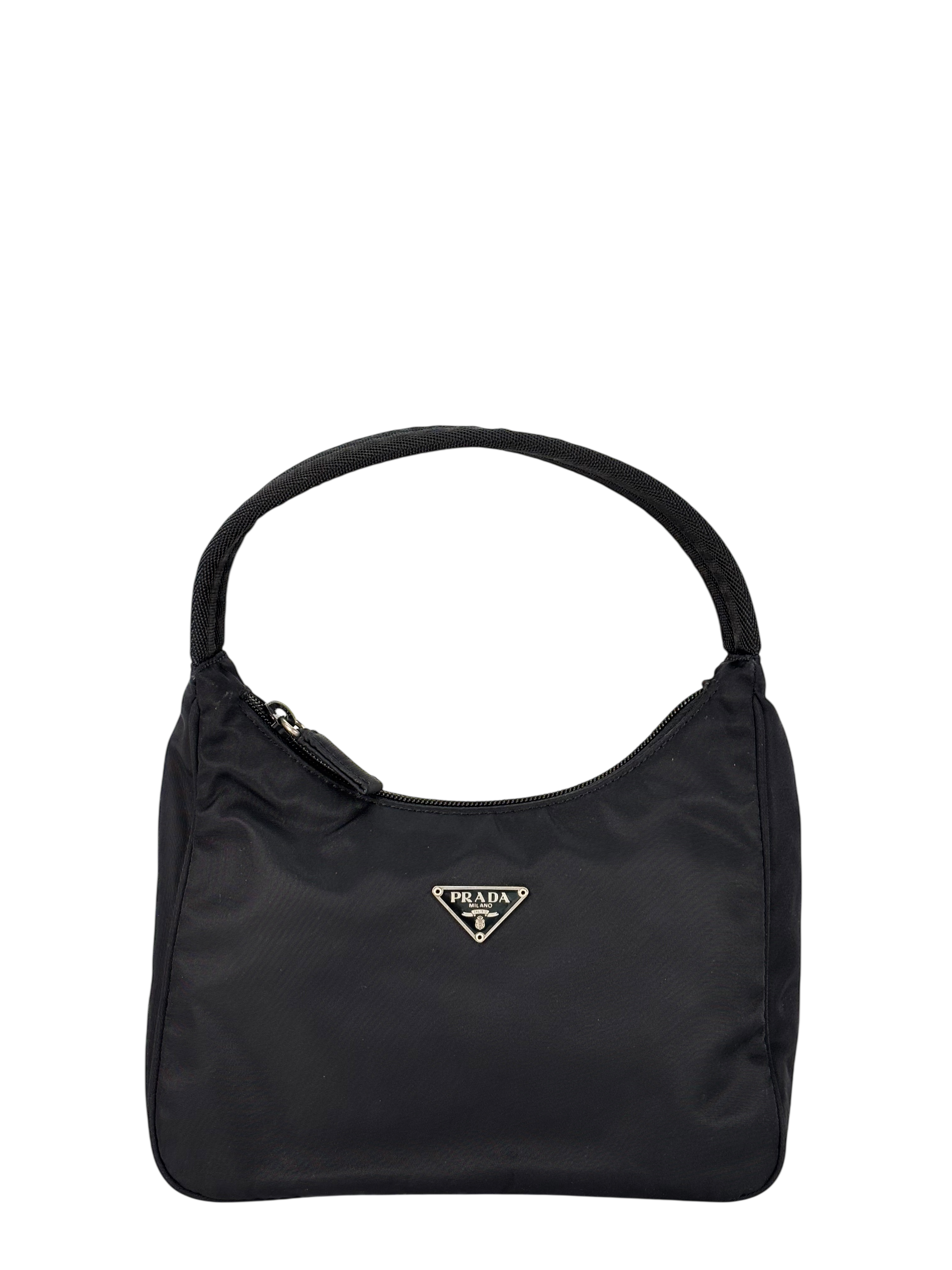 PRADA - Black Nylon Hobo Bag