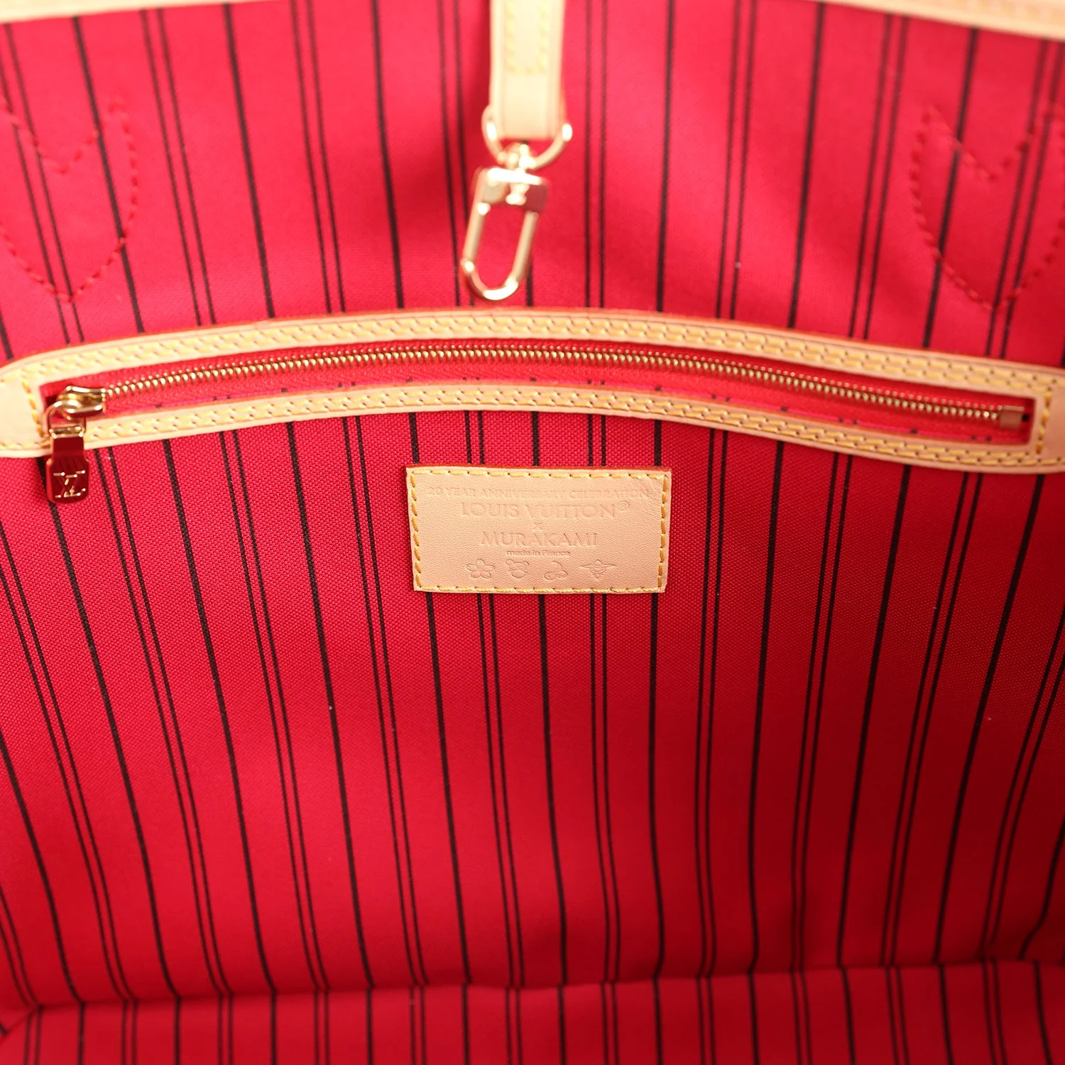 Louis Vuitton X Takashi Murakami Neverfull MM Cherry Brown Monogram Gold Hardware