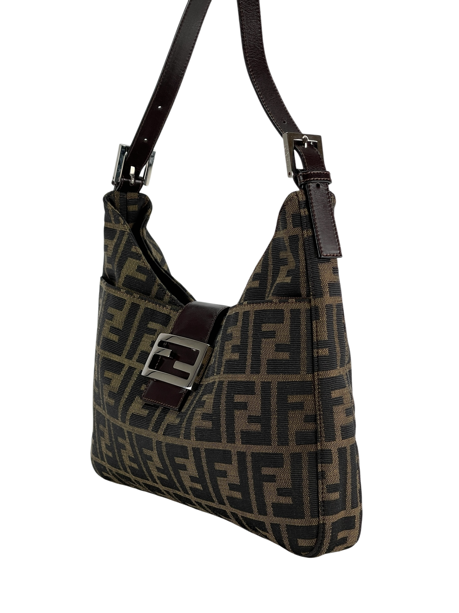 FENDI - Brown Canvas Zucca Shoulder Bag
