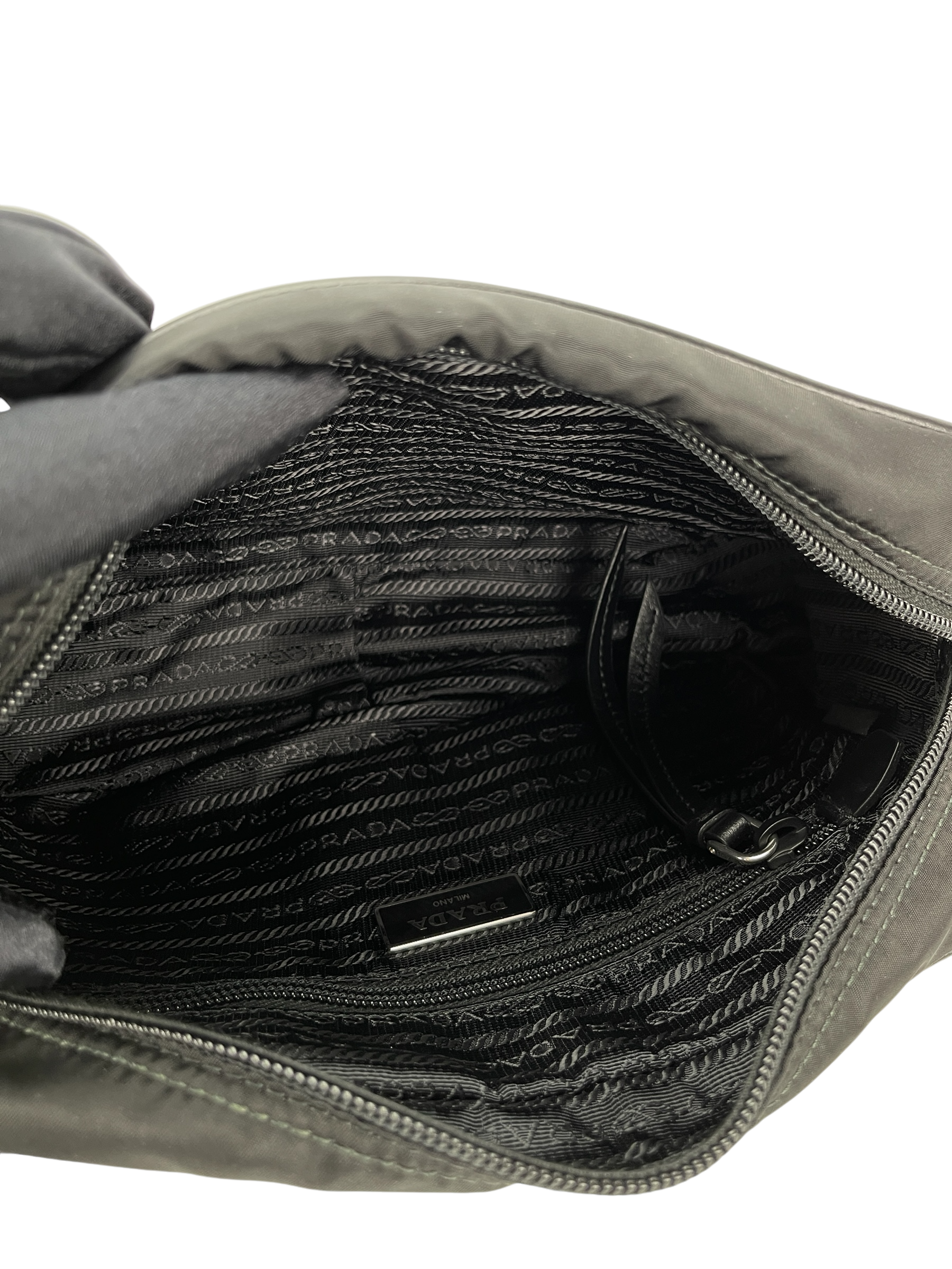 PRADA - New Vela Nylon Cross Body Bag Black Silver