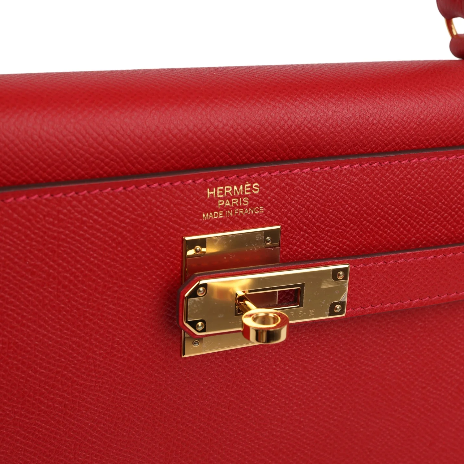 Pre-owned Hermes Kelly Sellier 32 Rouge Casaque Epsom Gold Hardware