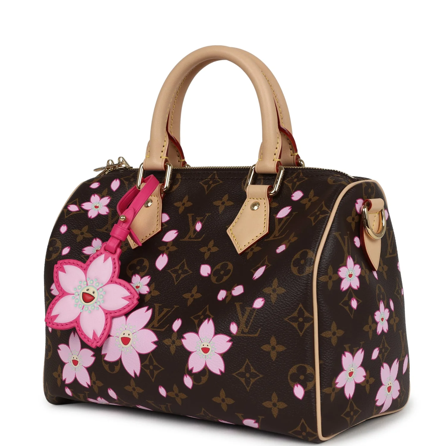 Louis Vuitton X Takashi Murakami Cherry Blossom Speedy 25 Bandouliere Brown Monogram Gold Hardware