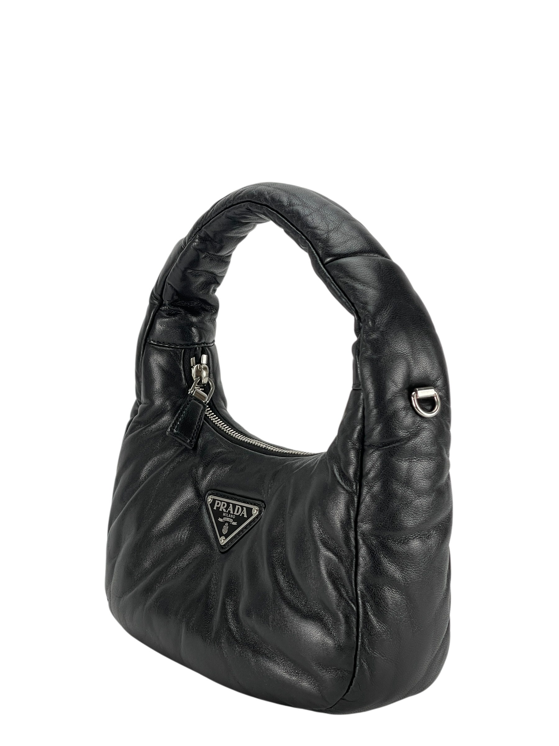 PRADA - Mini Soft Padded Nappa Black Leather