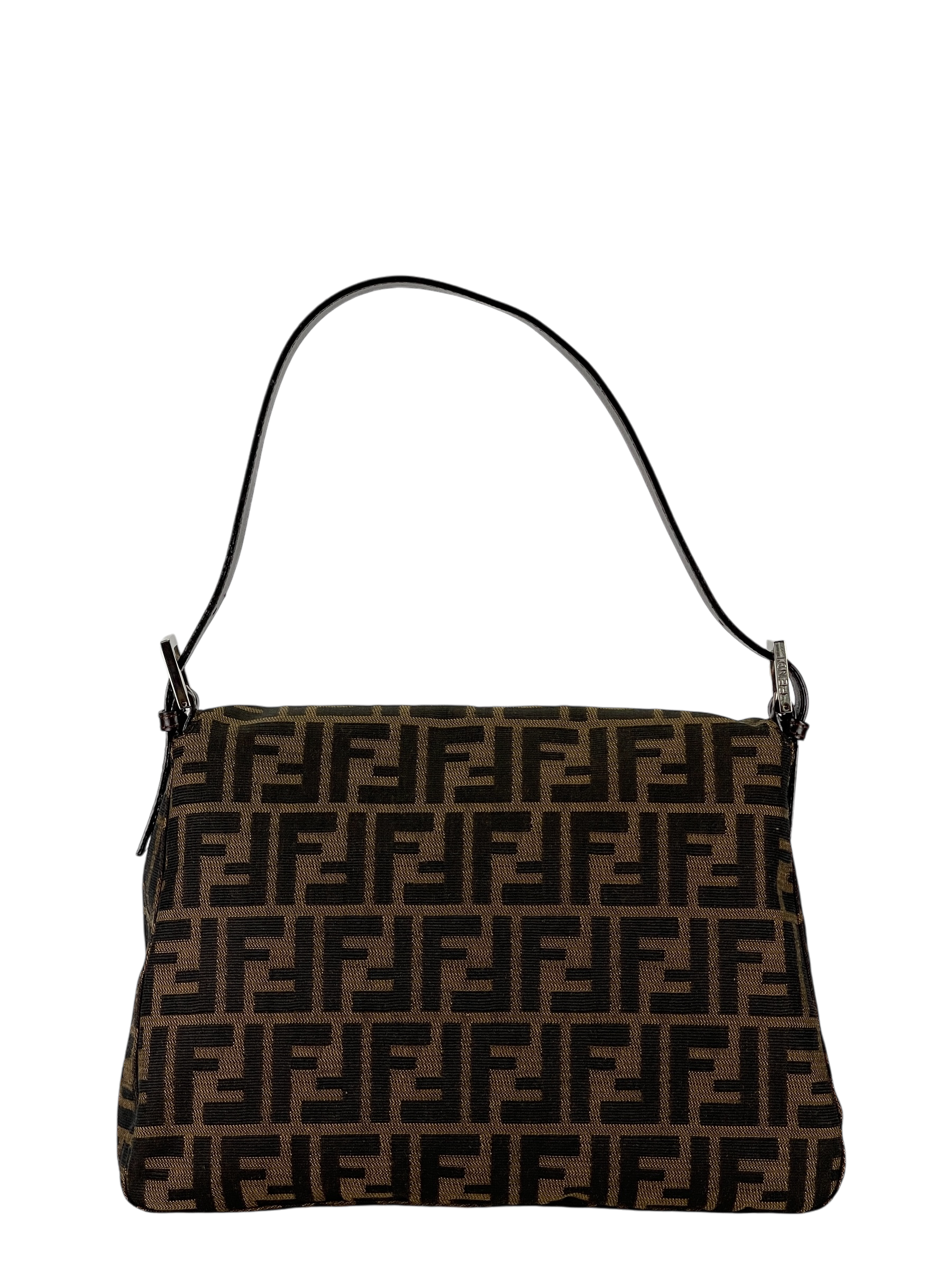 FENDI - Brown Zucca Mamma Baguette Handbag Silver Hardware