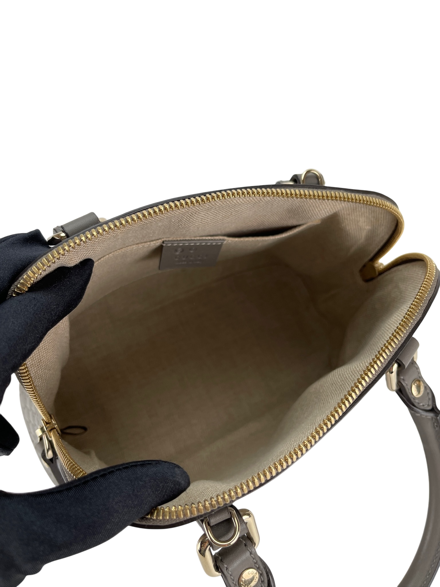 GUCCI - Grey Calfskin Micro Guccissima Leather Dome Bag